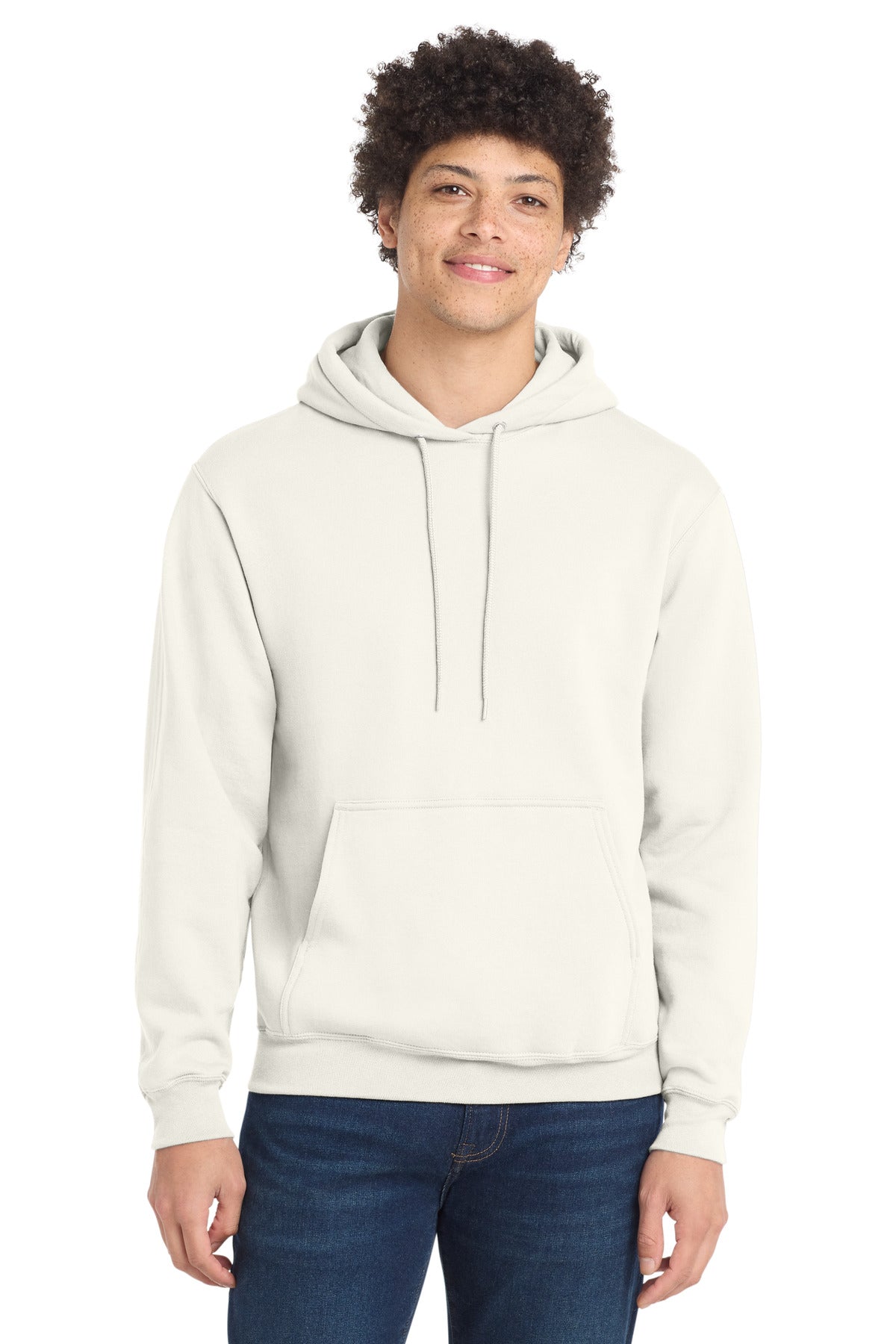 Custom logo Port & Co® Core Fleece Pullover Hooded Sweatshirt. PC78H in Ivory