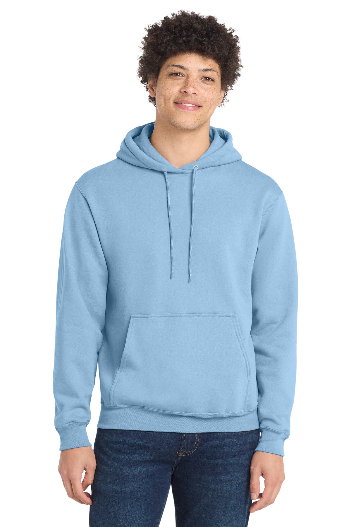 Custom logo Port & Co® Core Fleece Pullover Hooded Sweatshirt. PC78H in Light Blue
