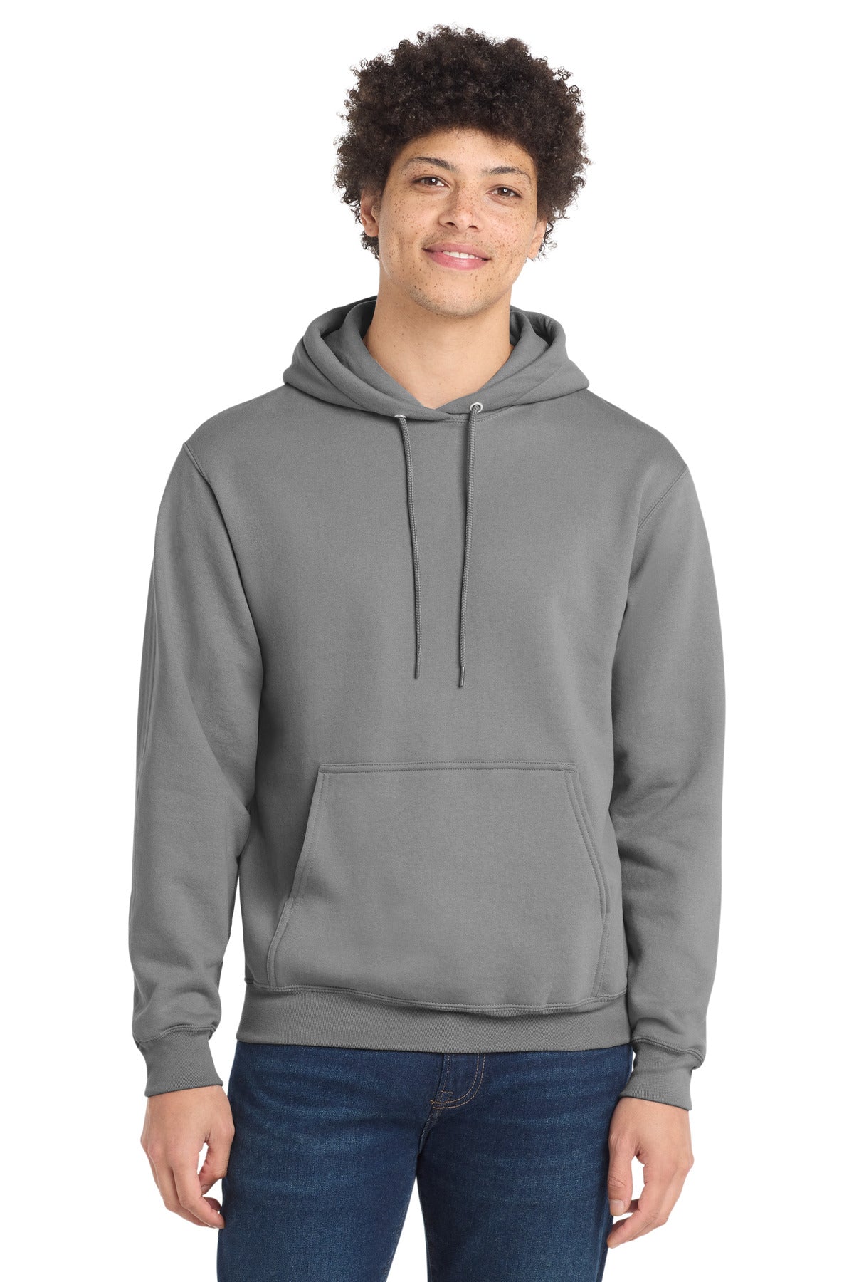 Custom logo Port & Co® Core Fleece Pullover Hooded Sweatshirt. PC78H in Medium Grey