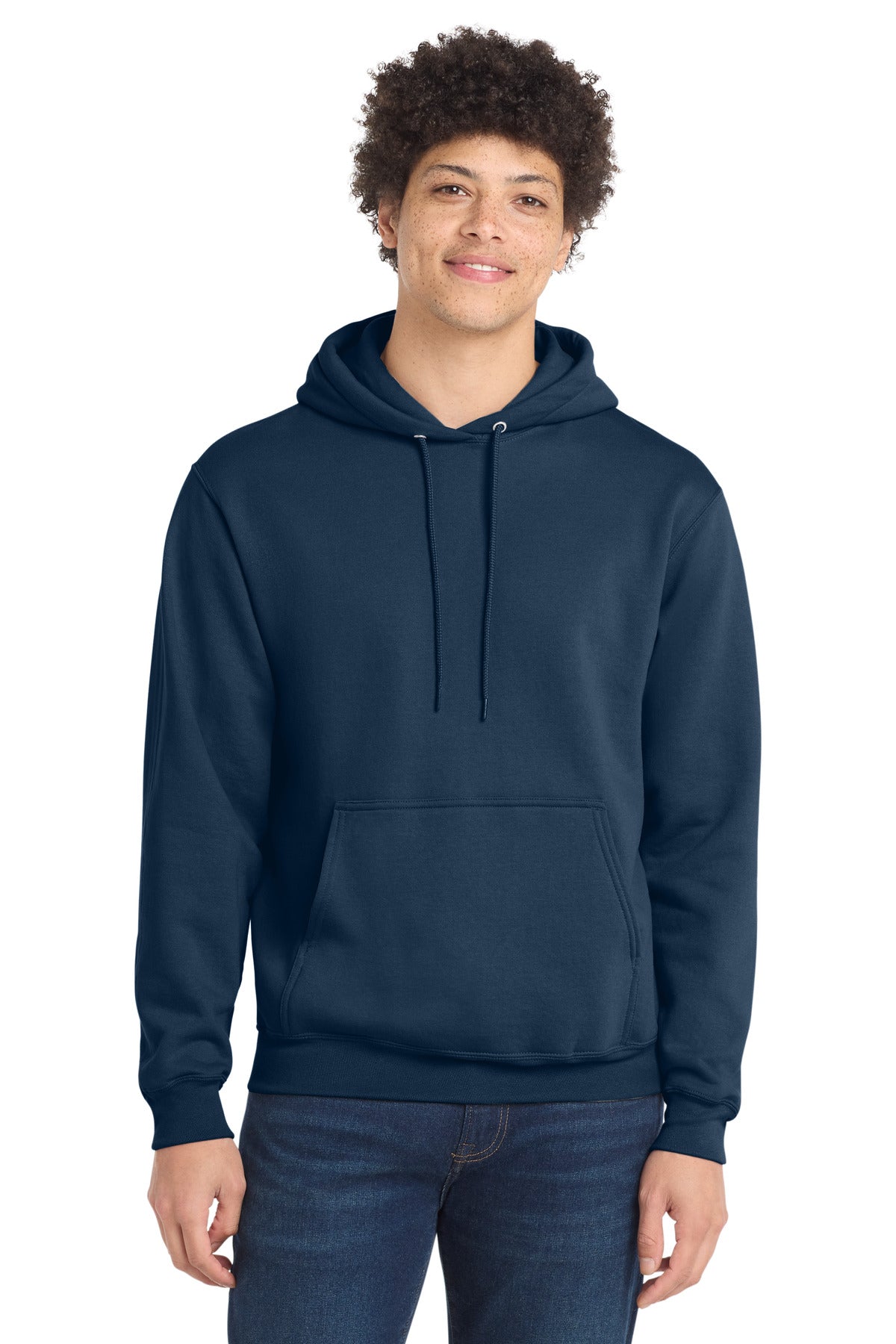 Custom logo Port & Co® Core Fleece Pullover Hooded Sweatshirt. PC78H in Navy