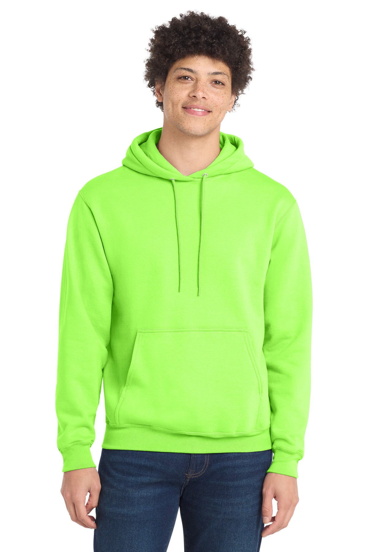 Custom logo Port & Co® Core Fleece Pullover Hooded Sweatshirt. PC78H in Neon Green