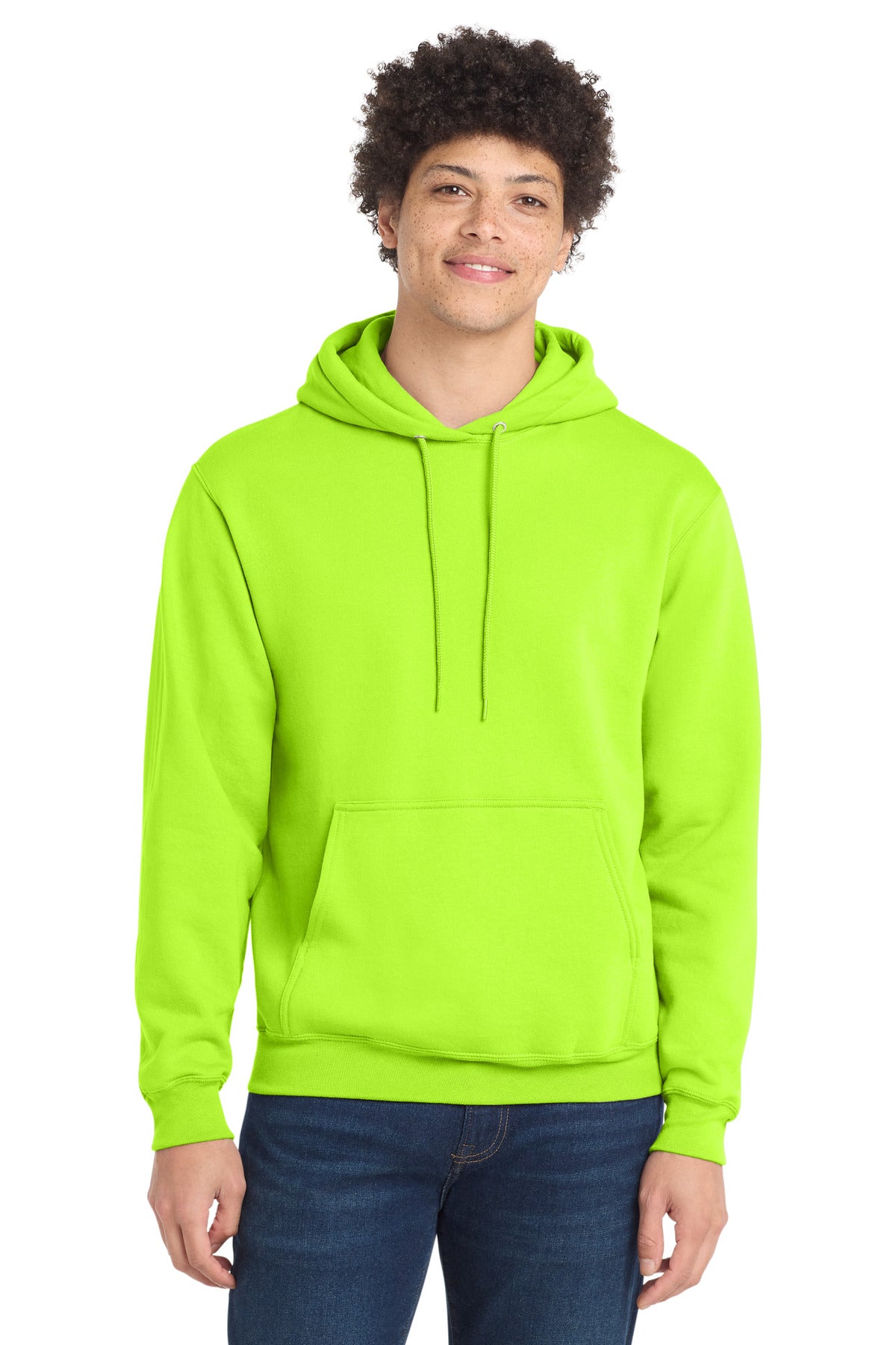 Custom logo Port & Co® Core Fleece Pullover Hooded Sweatshirt. PC78H in Neon Yellow