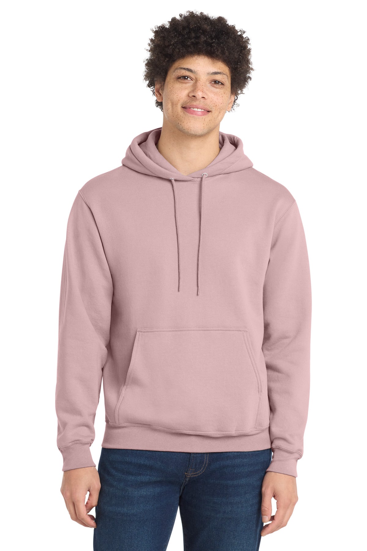 Custom logo Port & Co® Core Fleece Pullover Hooded Sweatshirt. PC78H in Pale Blush