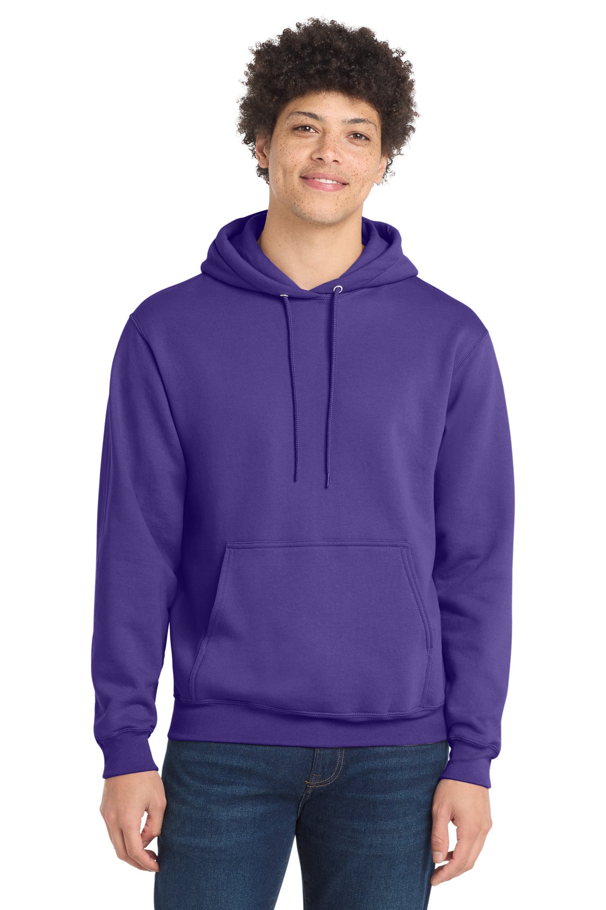 Custom logo Port & Co® Core Fleece Pullover Hooded Sweatshirt. PC78H in Purple