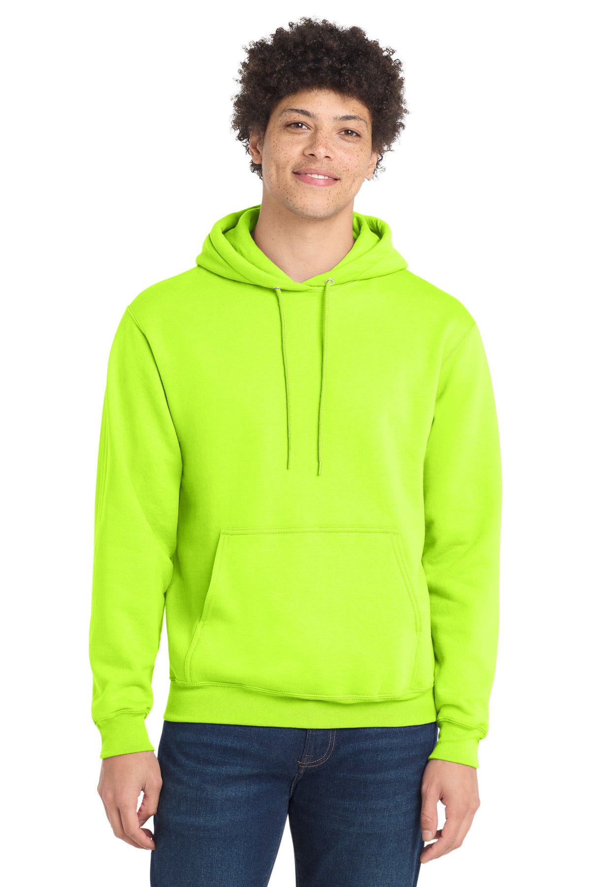 Custom logo Port & Co® Core Fleece Pullover Hooded Sweatshirt. PC78H in S. Green