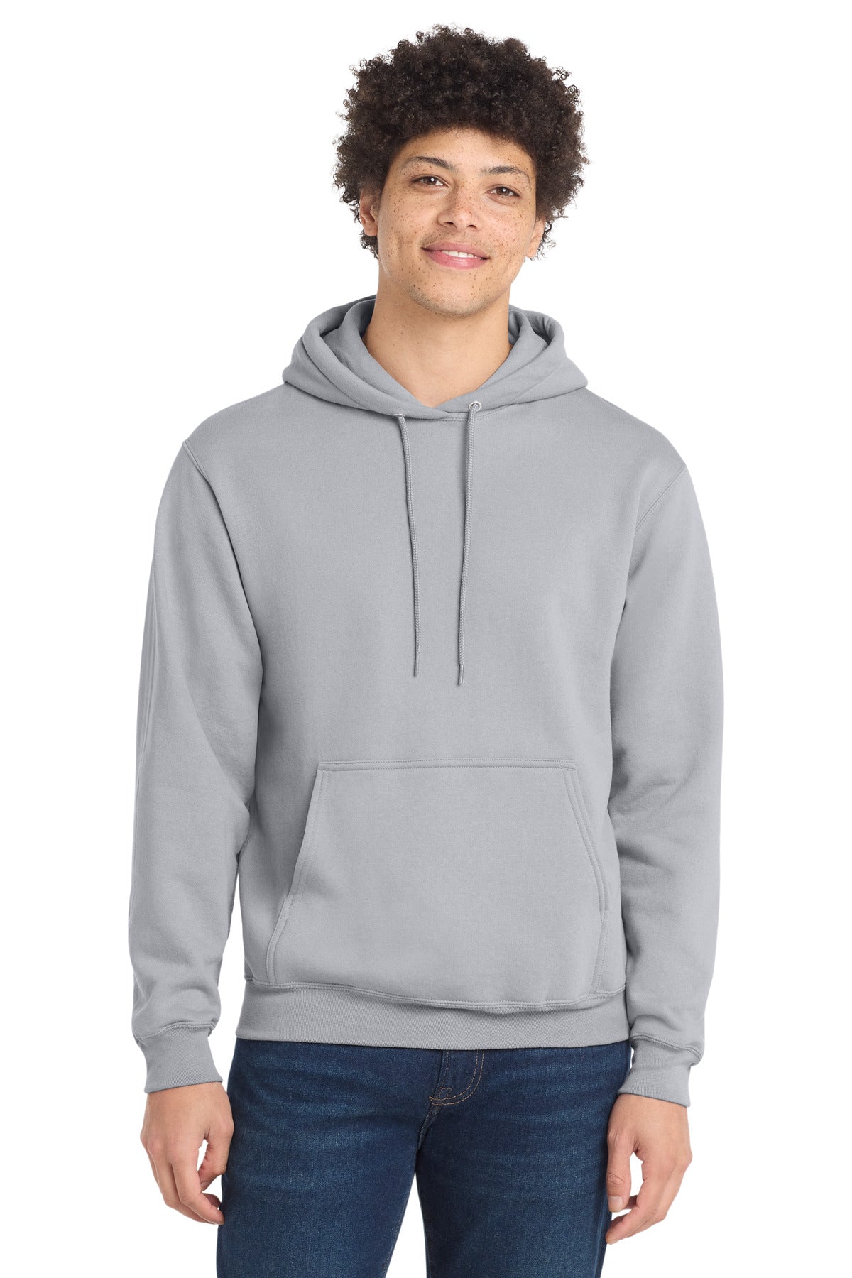 Custom logo Port & Co® Core Fleece Pullover Hooded Sweatshirt. PC78H in Silver
