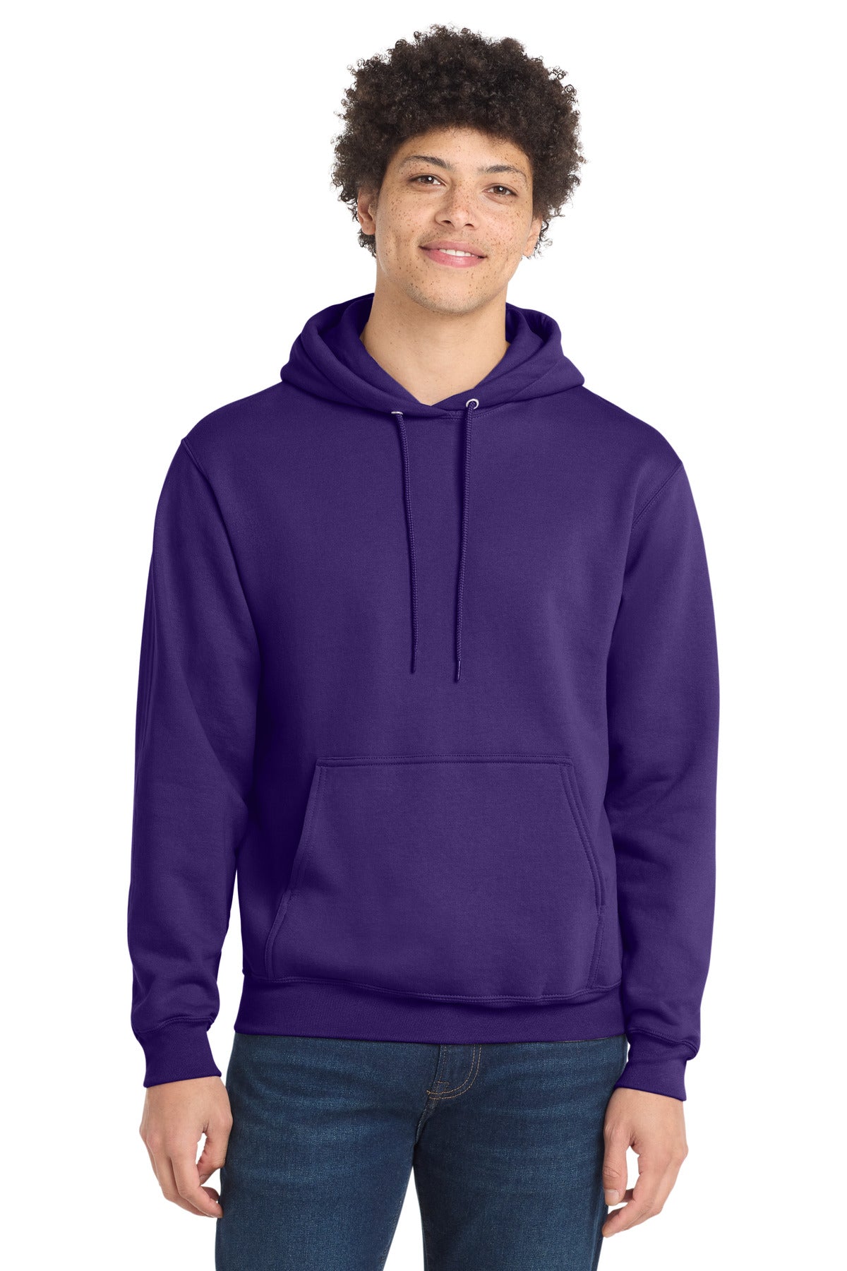 Custom logo Port & Co® Core Fleece Pullover Hooded Sweatshirt. PC78H in Team Purple