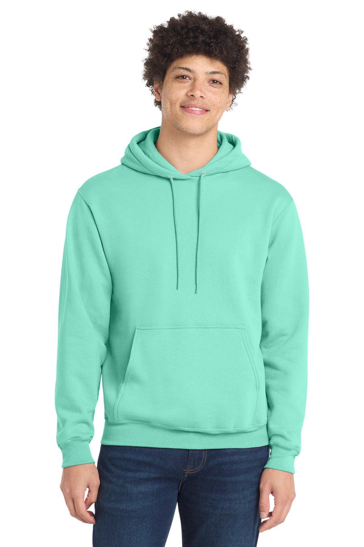 Custom logo Port & Co® Core Fleece Pullover Hooded Sweatshirt. PC78H in True Celadon