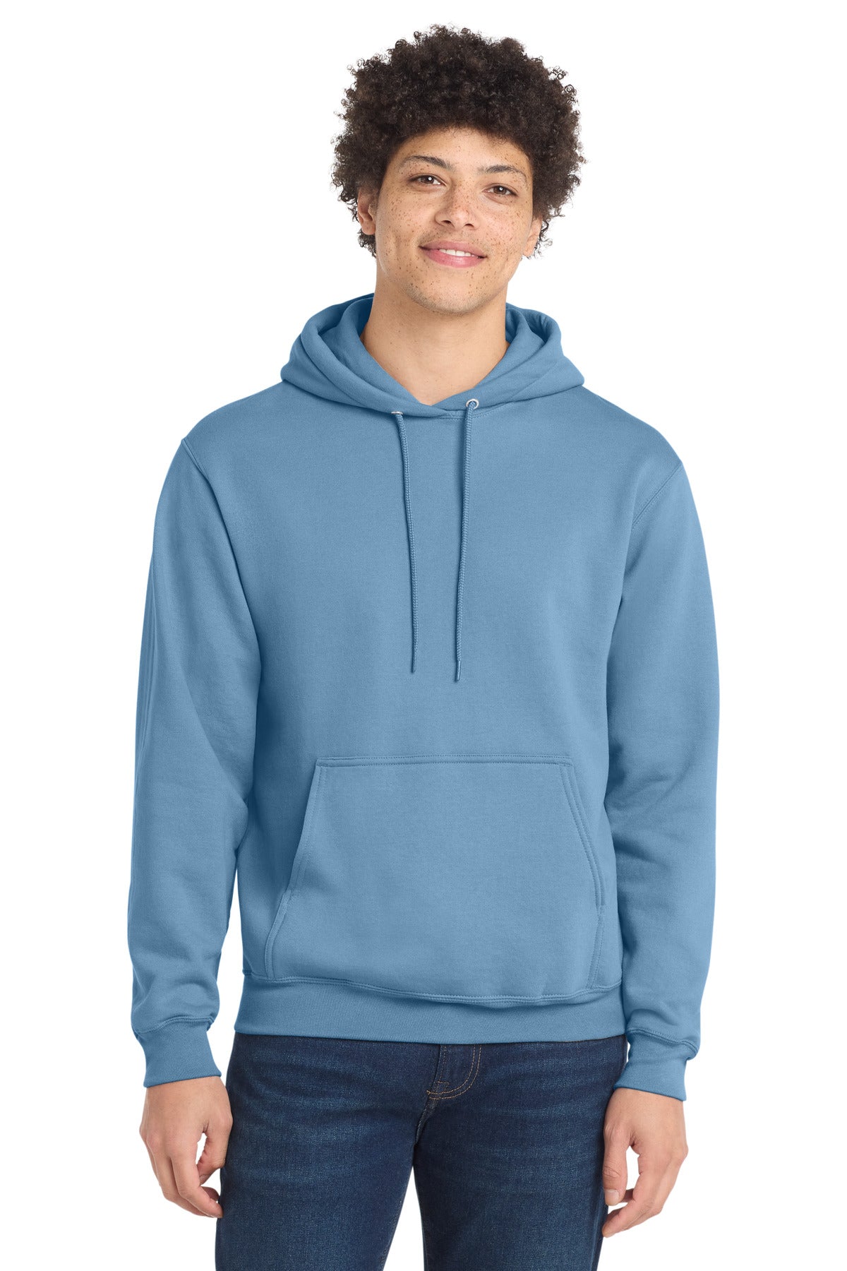 Custom logo Port & Co® Core Fleece Pullover Hooded Sweatshirt. PC78H in Tundra Blue