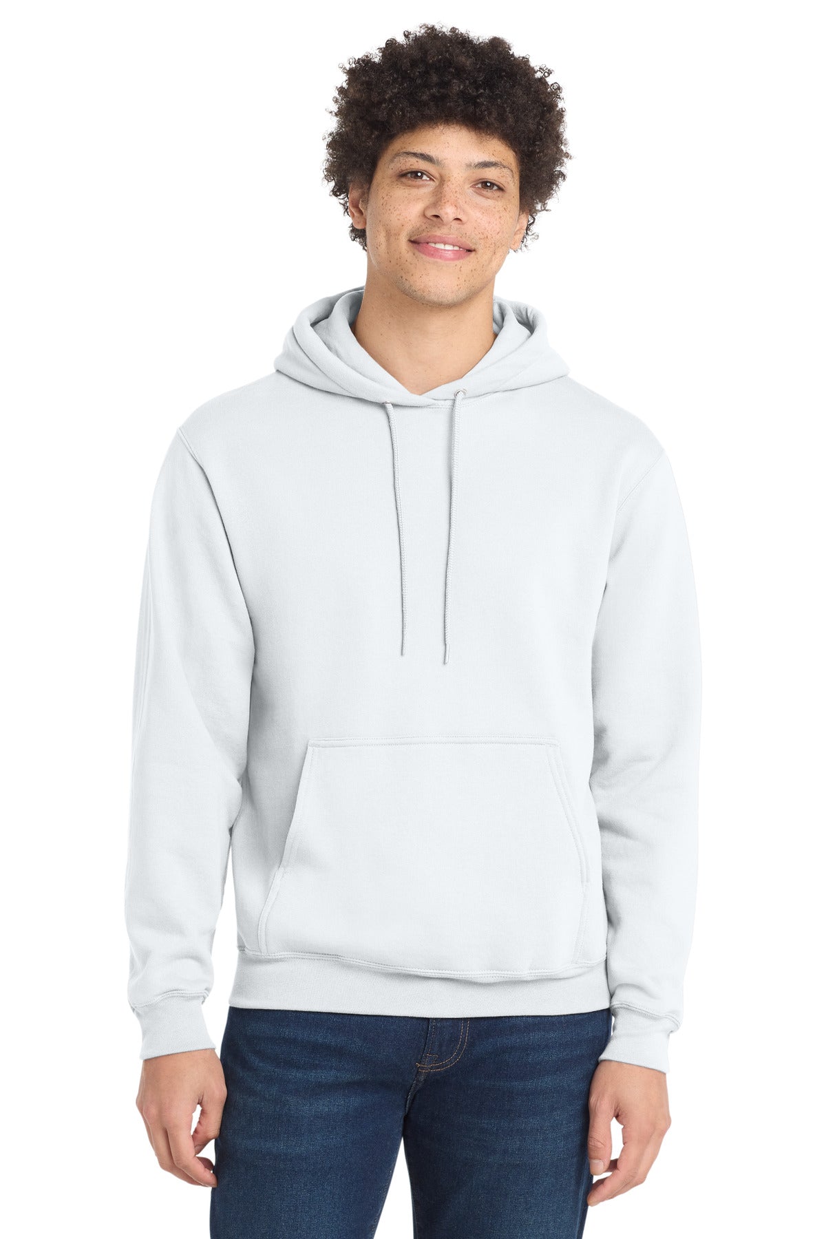 Custom logo Port & Co® Core Fleece Pullover Hooded Sweatshirt. PC78H in White