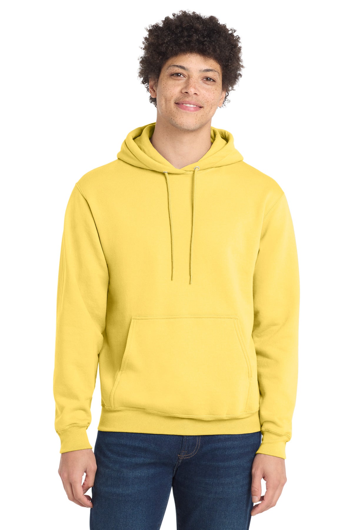 Custom logo Port & Co® Core Fleece Pullover Hooded Sweatshirt. PC78H in Yellow