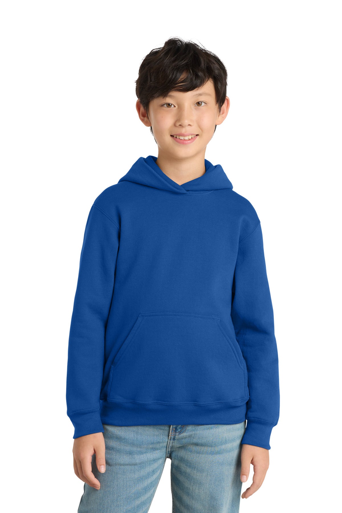 Custom logo Port & Co® Youth Core Fleece Pullover Hooded Sweatshirt PC78YH in Royal