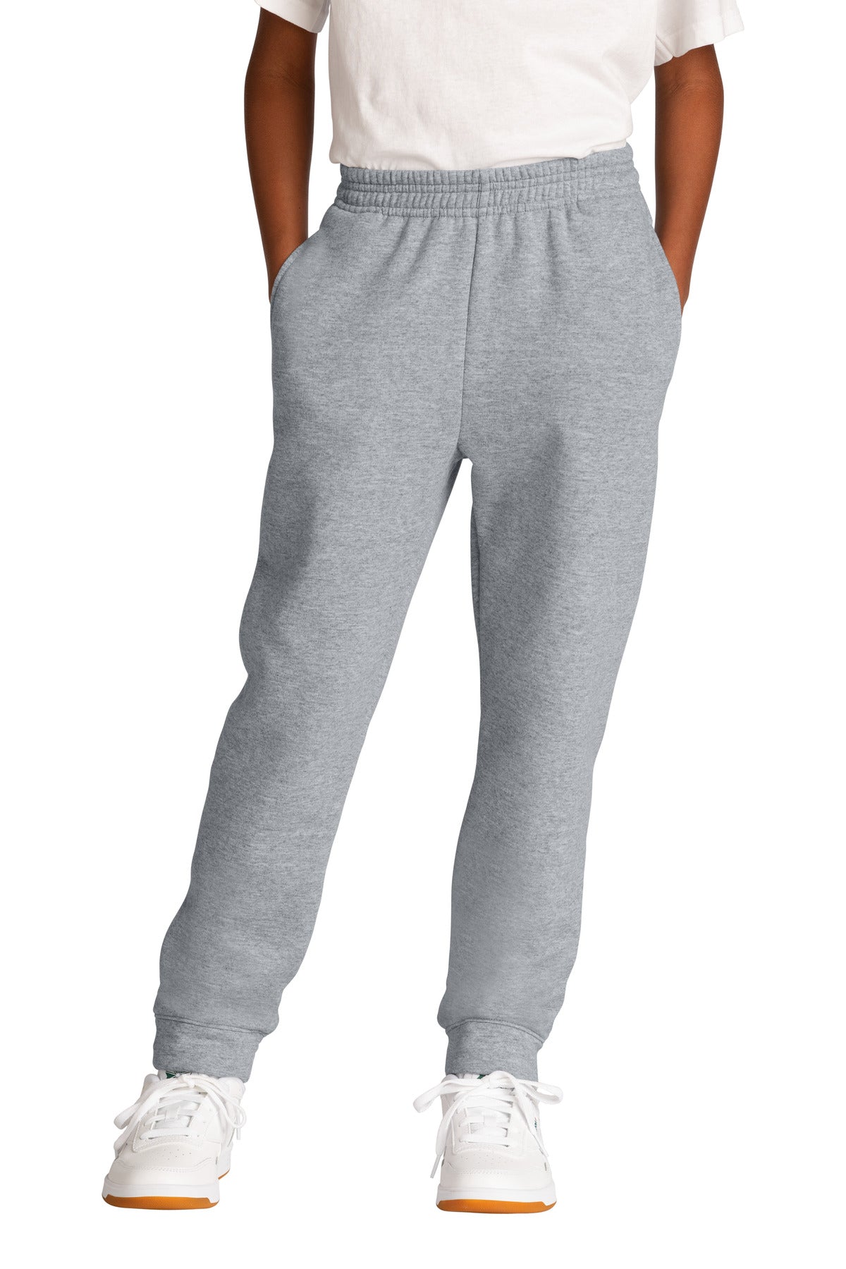Custom logo Port & Co® Youth Core Fleece Jogger. PC78YJ in Athletic Heather