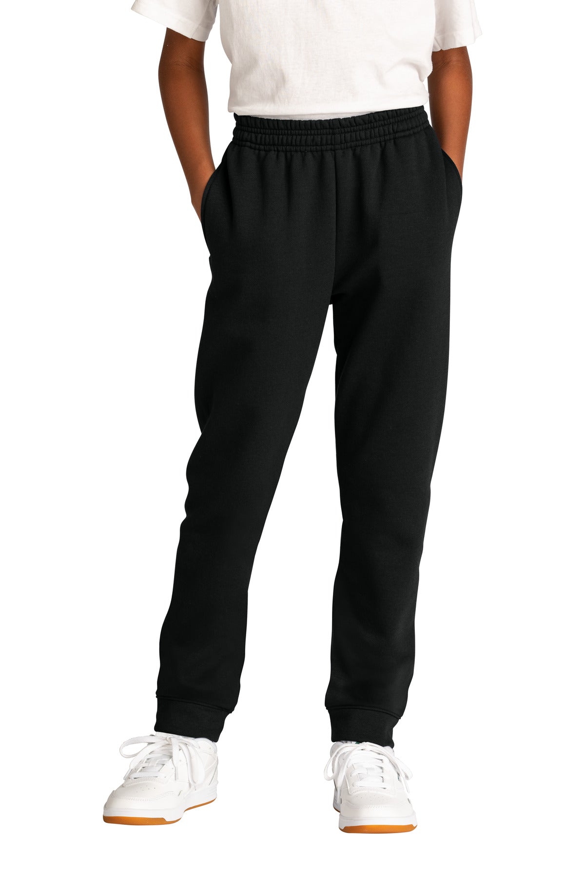 Custom logo Port & Co® Youth Core Fleece Jogger. PC78YJ in Jet Black