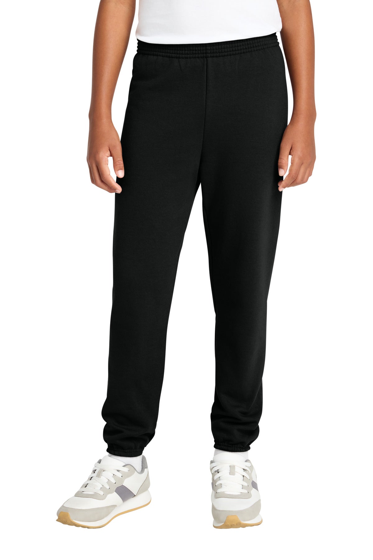 Custom logo Port & Co® Youth Core Fleece Sweatpant PC78YP in Jet Black
