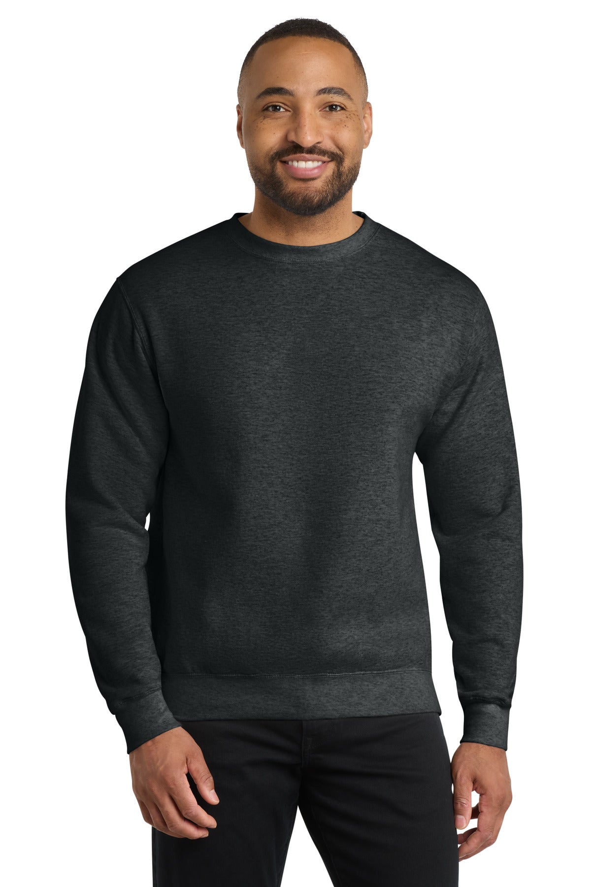 Custom logo Port & Co® Core Fleece Crewneck Sweatshirt. PC78 in Black Heather