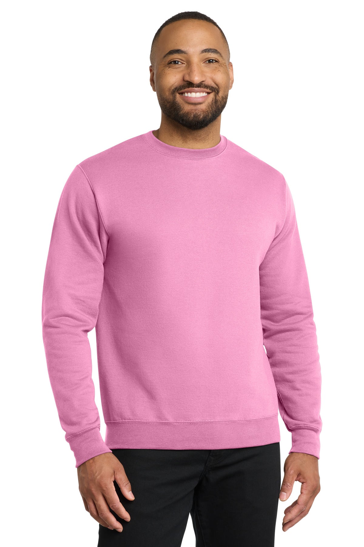 Custom logo Port & Co® Core Fleece Crewneck Sweatshirt. PC78 in Candy Pink