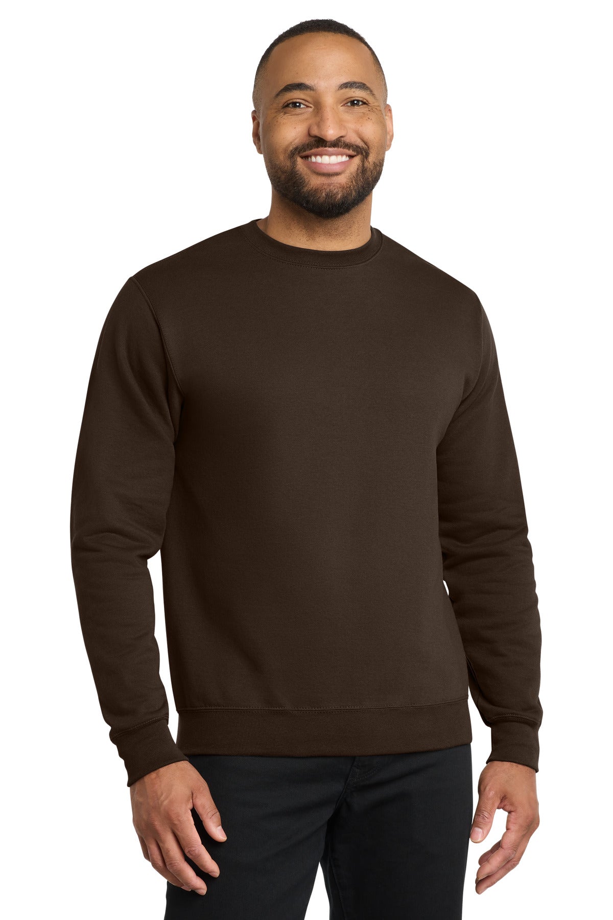 Custom logo Port & Co® Core Fleece Crewneck Sweatshirt. PC78 in Dark Chocolate Brown