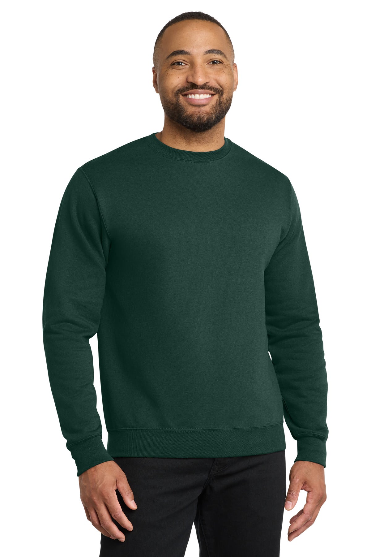 Custom logo Port & Co® Core Fleece Crewneck Sweatshirt. PC78 in Dark Green
