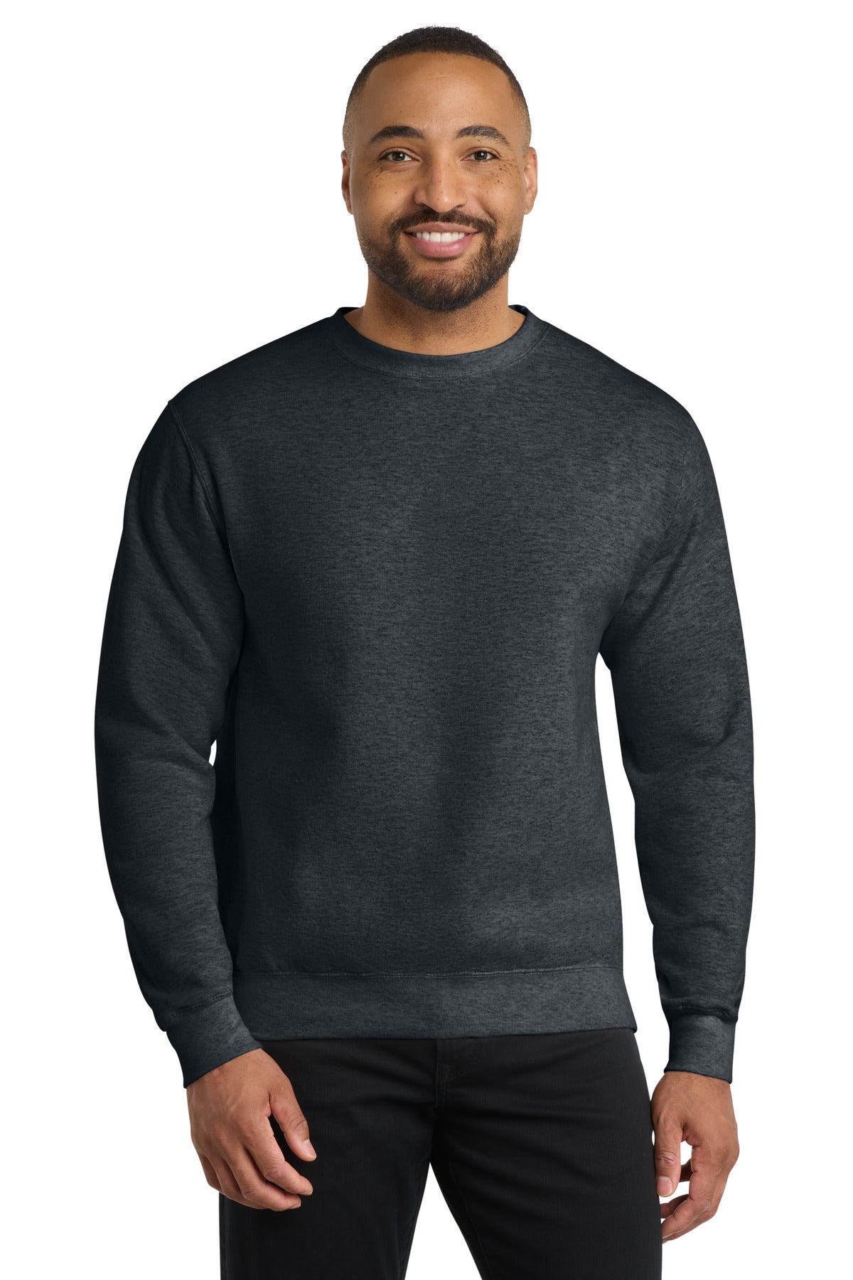 Custom logo Port & Co® Core Fleece Crewneck Sweatshirt. PC78 in Dark Heather Grey