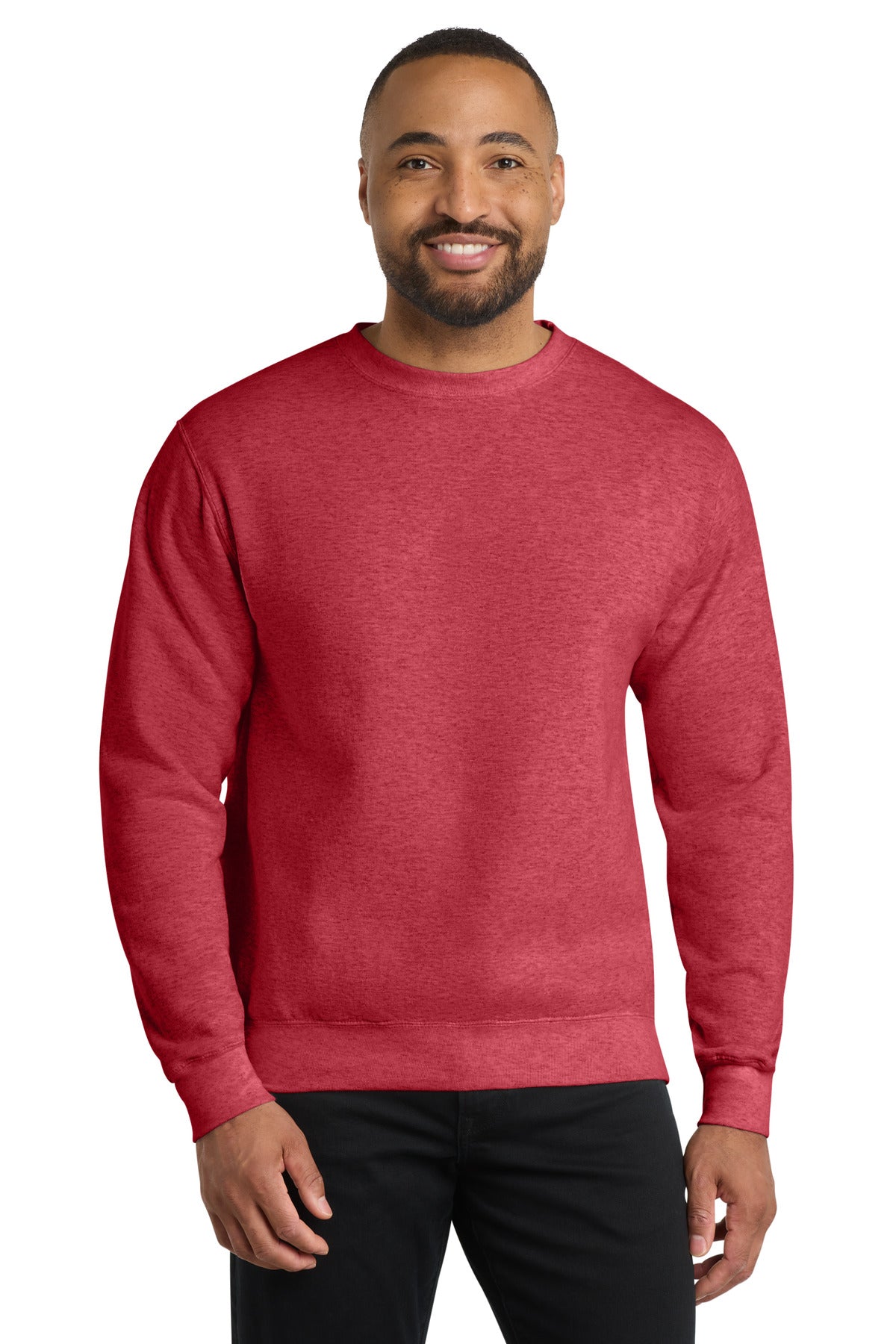 Custom logo Port & Co® Core Fleece Crewneck Sweatshirt. PC78 in Heather Red