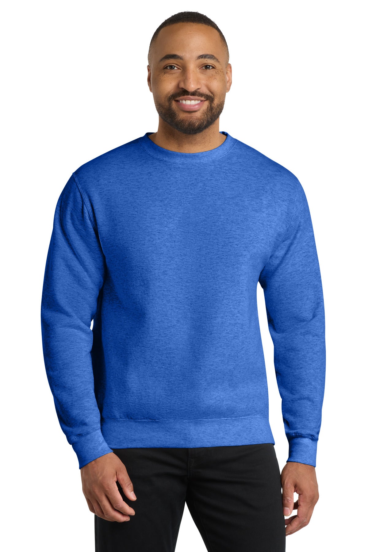 Custom logo Port & Co® Core Fleece Crewneck Sweatshirt. PC78 in Heather Royal