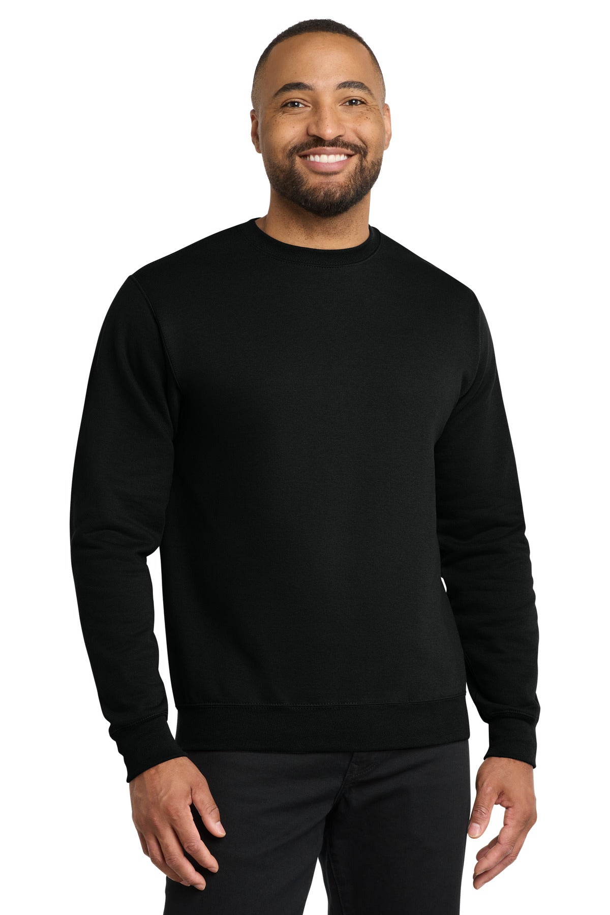 Custom logo Port & Co® Core Fleece Crewneck Sweatshirt. PC78 in Jet Black