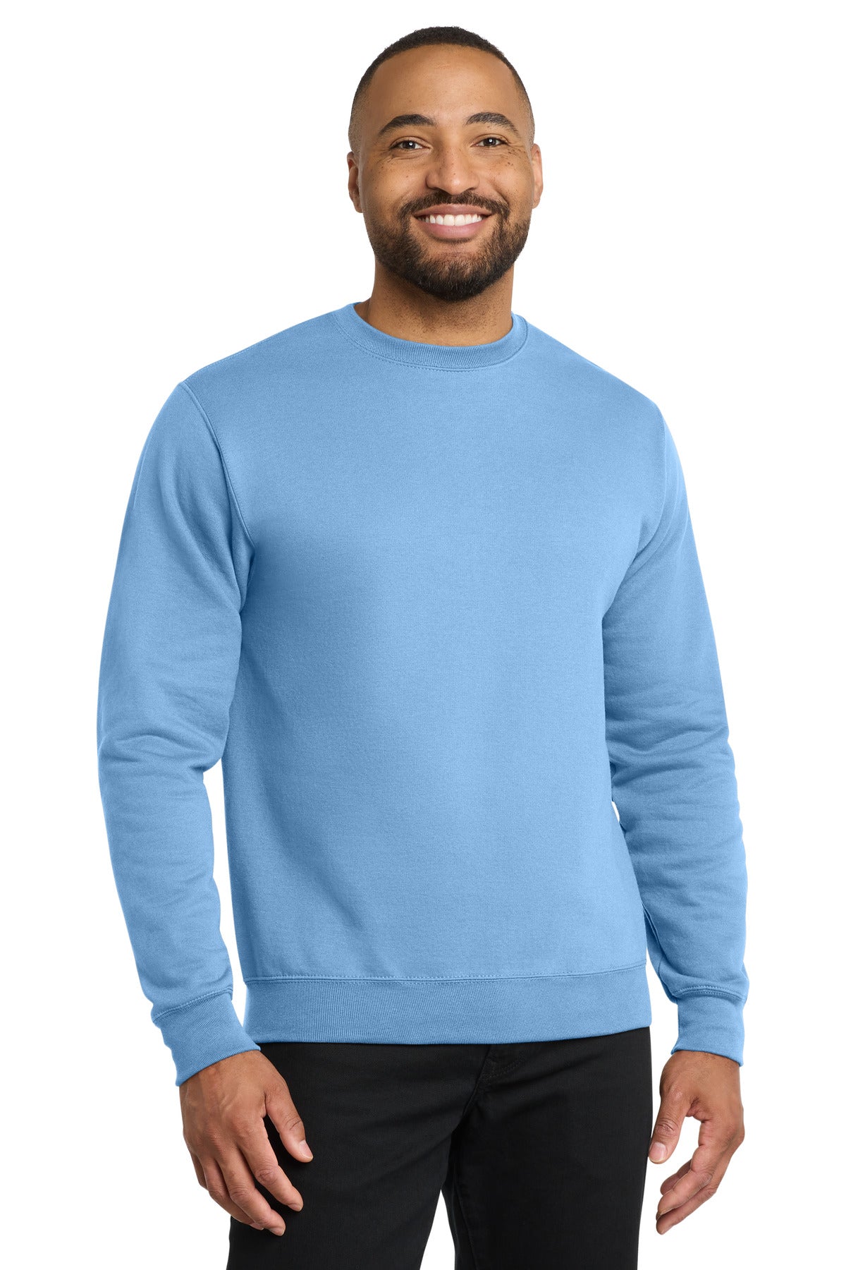 Custom logo Port & Co® Core Fleece Crewneck Sweatshirt. PC78 in Light Blue
