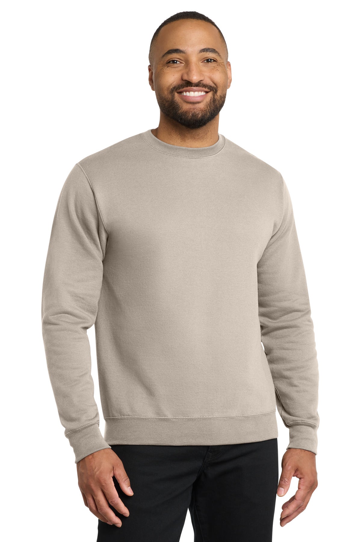 Custom logo Port & Co® Core Fleece Crewneck Sweatshirt. PC78 in Light Sand