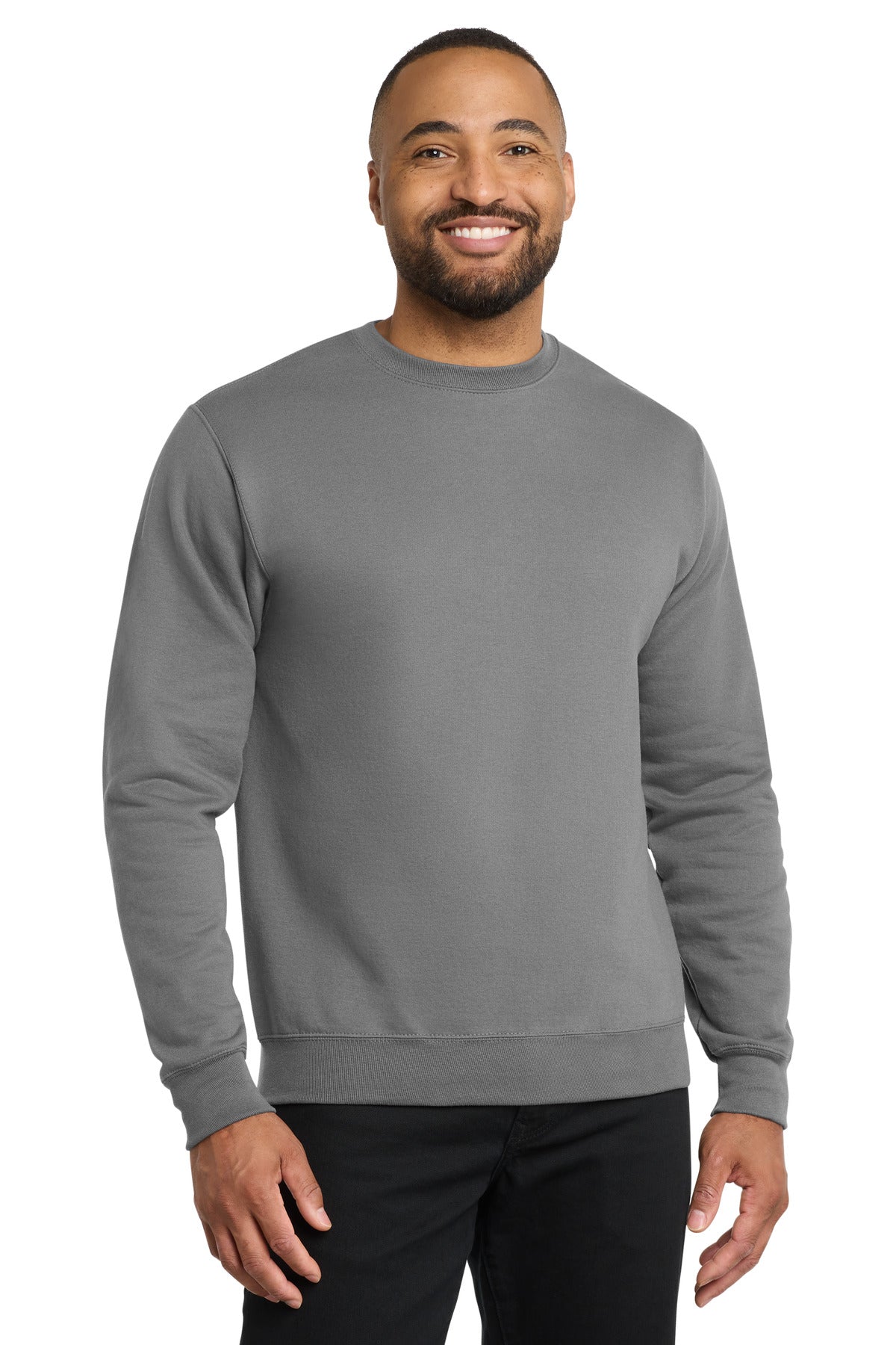 Custom logo Port & Co® Core Fleece Crewneck Sweatshirt. PC78 in Medium Grey
