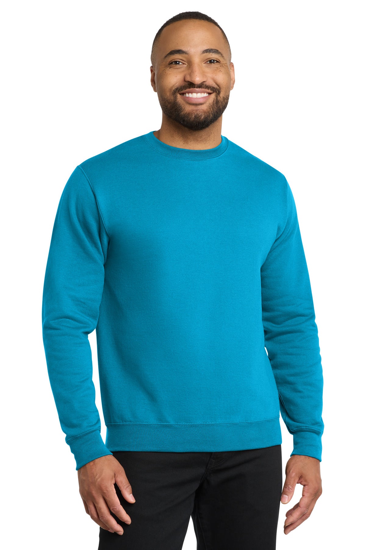 Custom logo Port & Co® Core Fleece Crewneck Sweatshirt. PC78 in Neon Blue
