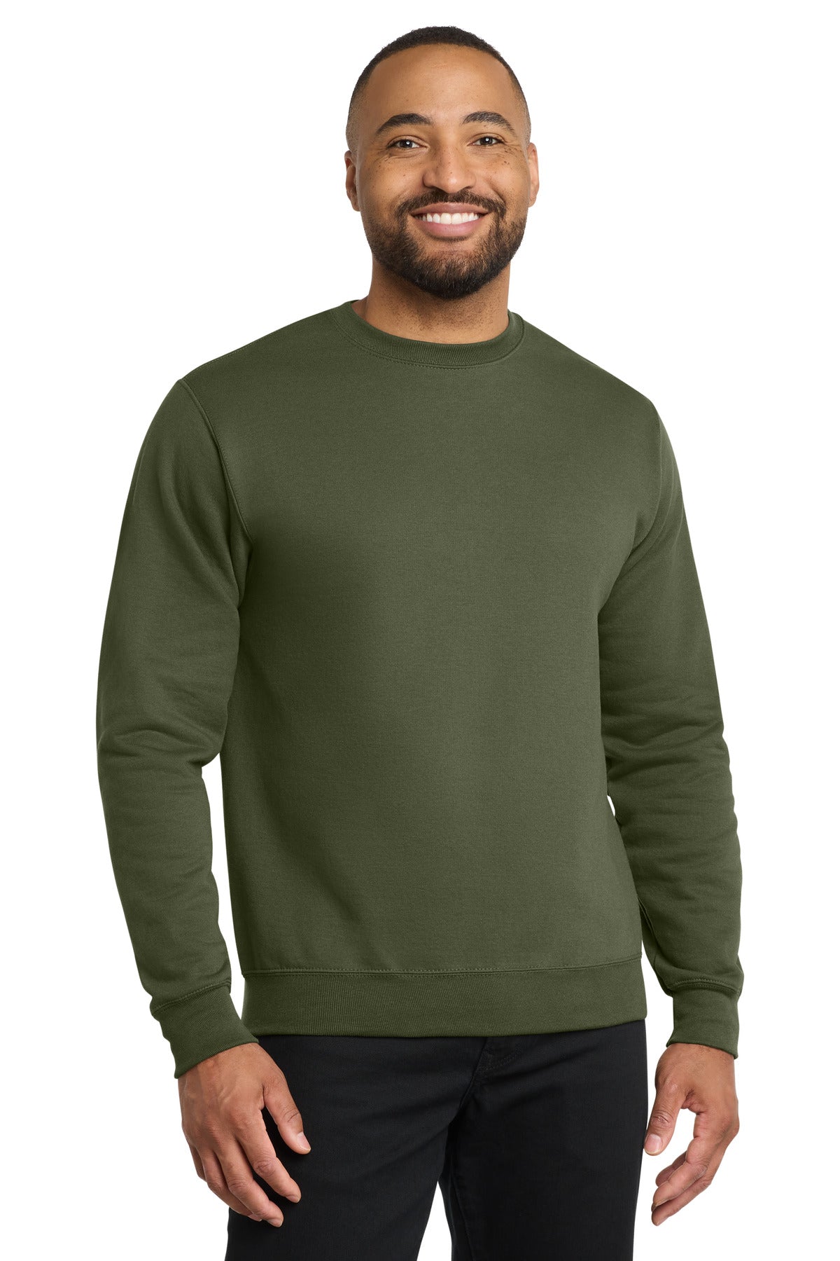 Custom logo Port & Co® Core Fleece Crewneck Sweatshirt. PC78 in Olive Drab Green