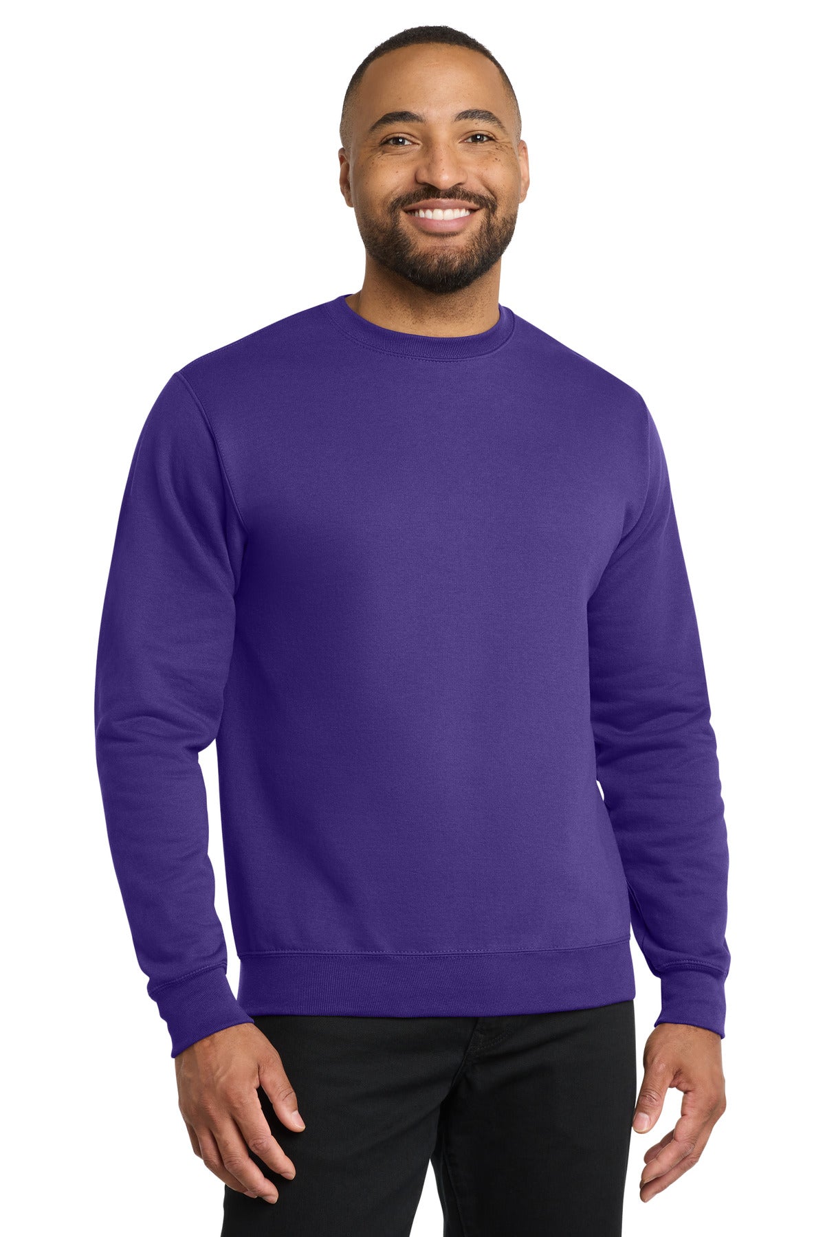 Custom logo Port & Co® Core Fleece Crewneck Sweatshirt. PC78 in Purple
