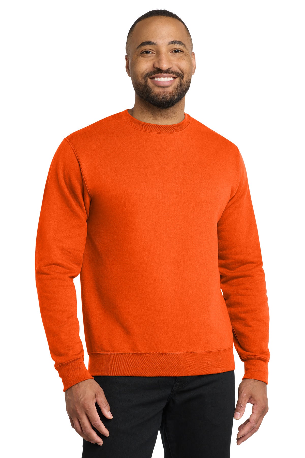 Custom logo Port & Co® Core Fleece Crewneck Sweatshirt. PC78 in S. Orange