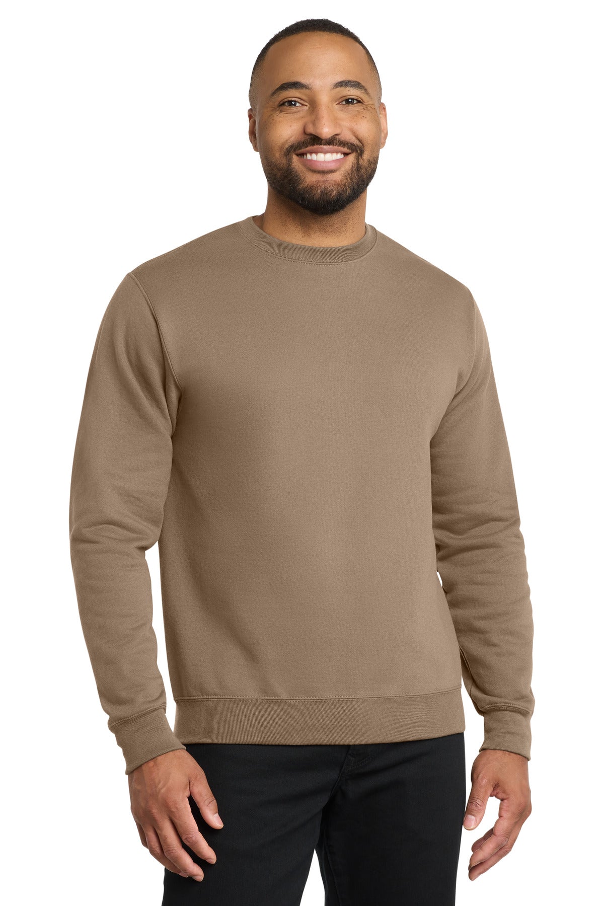 Custom logo Port & Co® Core Fleece Crewneck Sweatshirt. PC78 in Sand