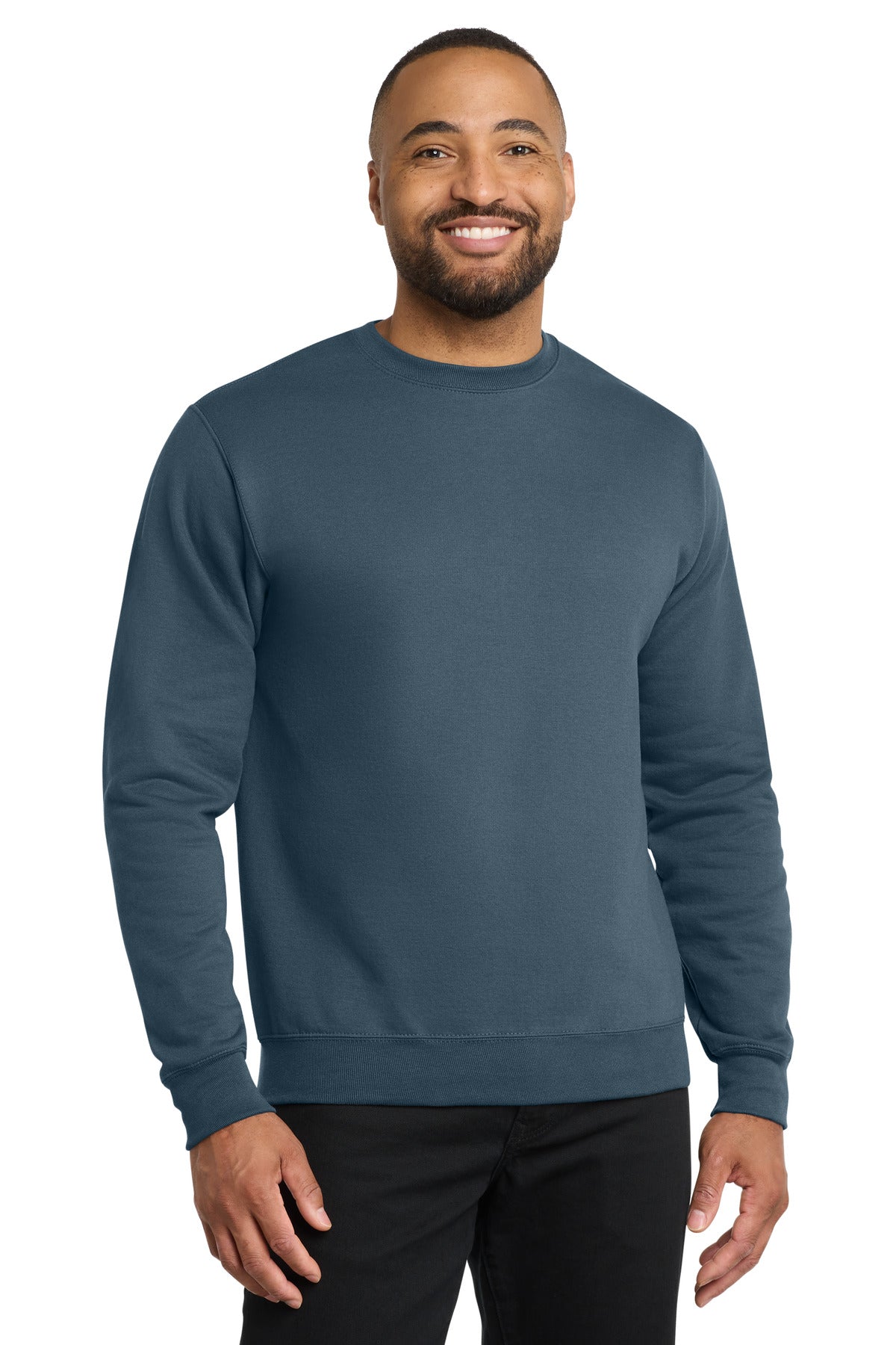 Custom logo Port & Co® Core Fleece Crewneck Sweatshirt. PC78 in Steel Blue