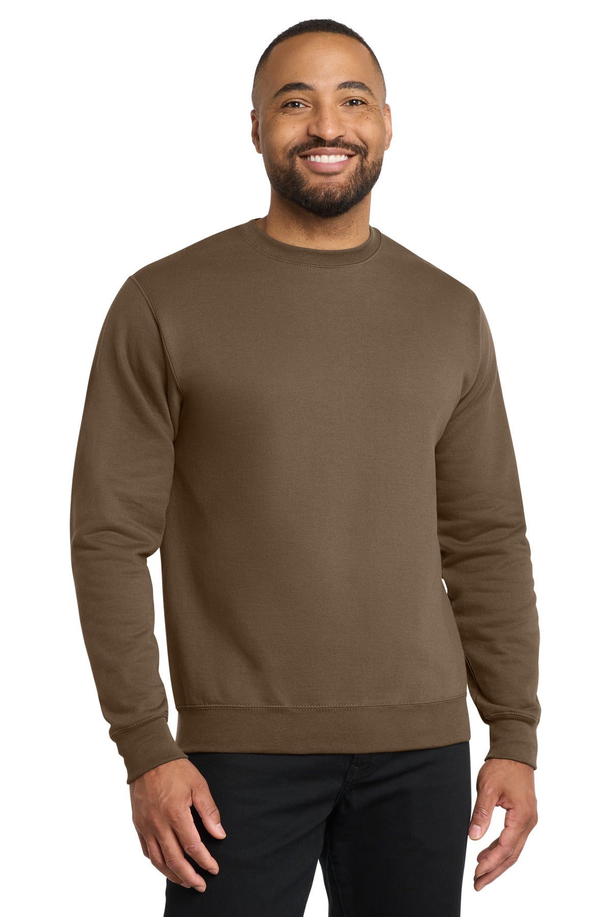 Custom logo Port & Co® Core Fleece Crewneck Sweatshirt. PC78 in Woodland Brown