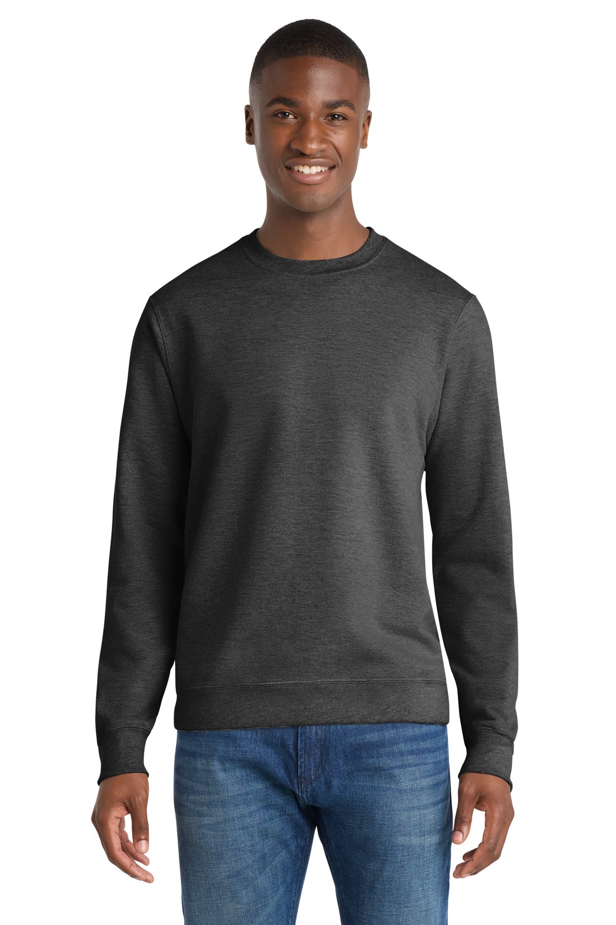 Custom logo Port & Co® Fan Favorite Fleece Crewneck Sweatshirt. PC850 in Dark Heather Grey