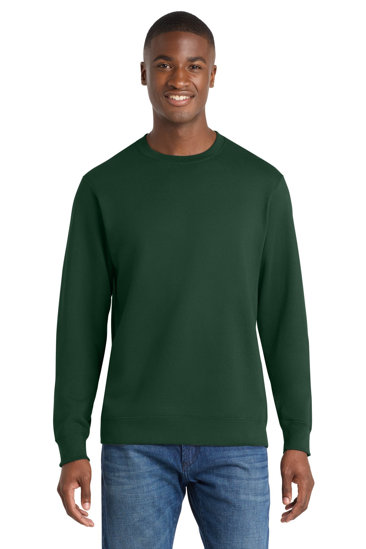 Custom logo Port & Co® Fan Favorite Fleece Crewneck Sweatshirt. PC850 in Forest Green