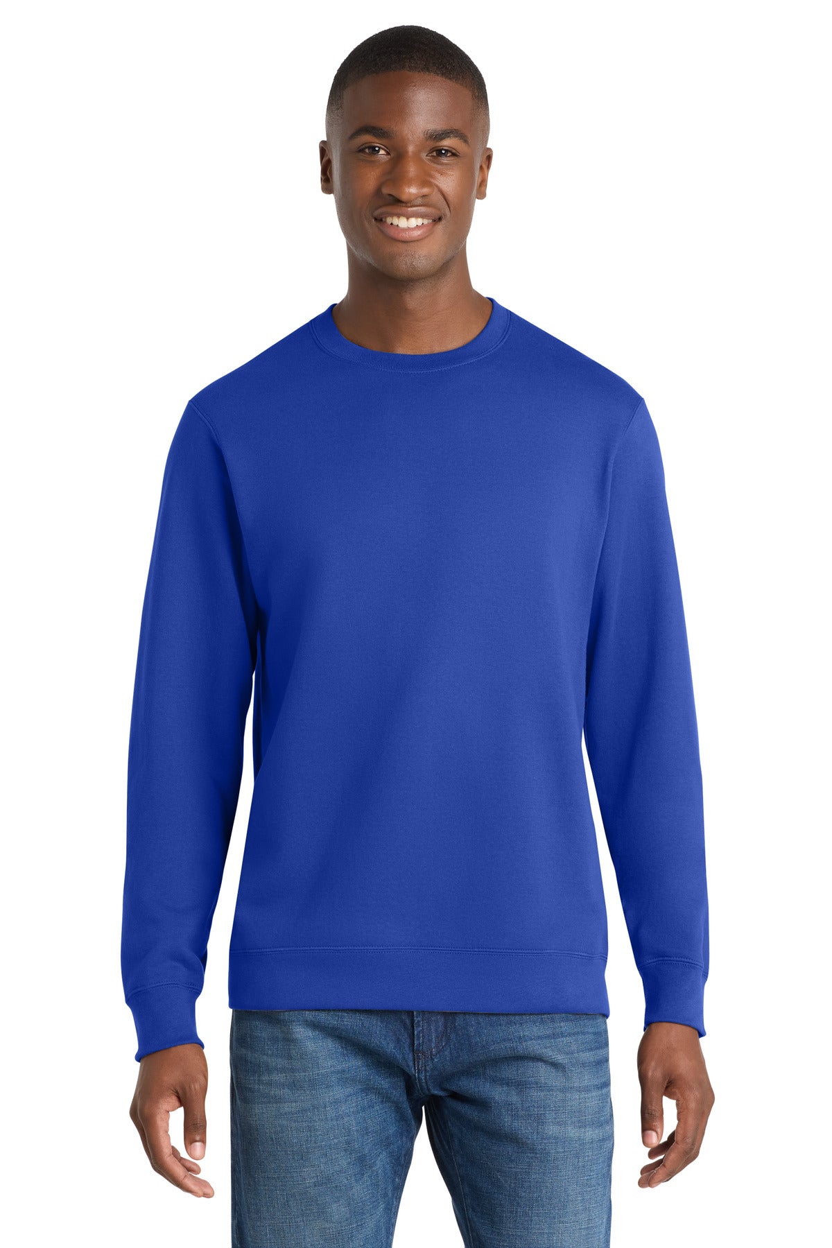 Custom logo Port & Co® Fan Favorite Fleece Crewneck Sweatshirt. PC850 in True Royal