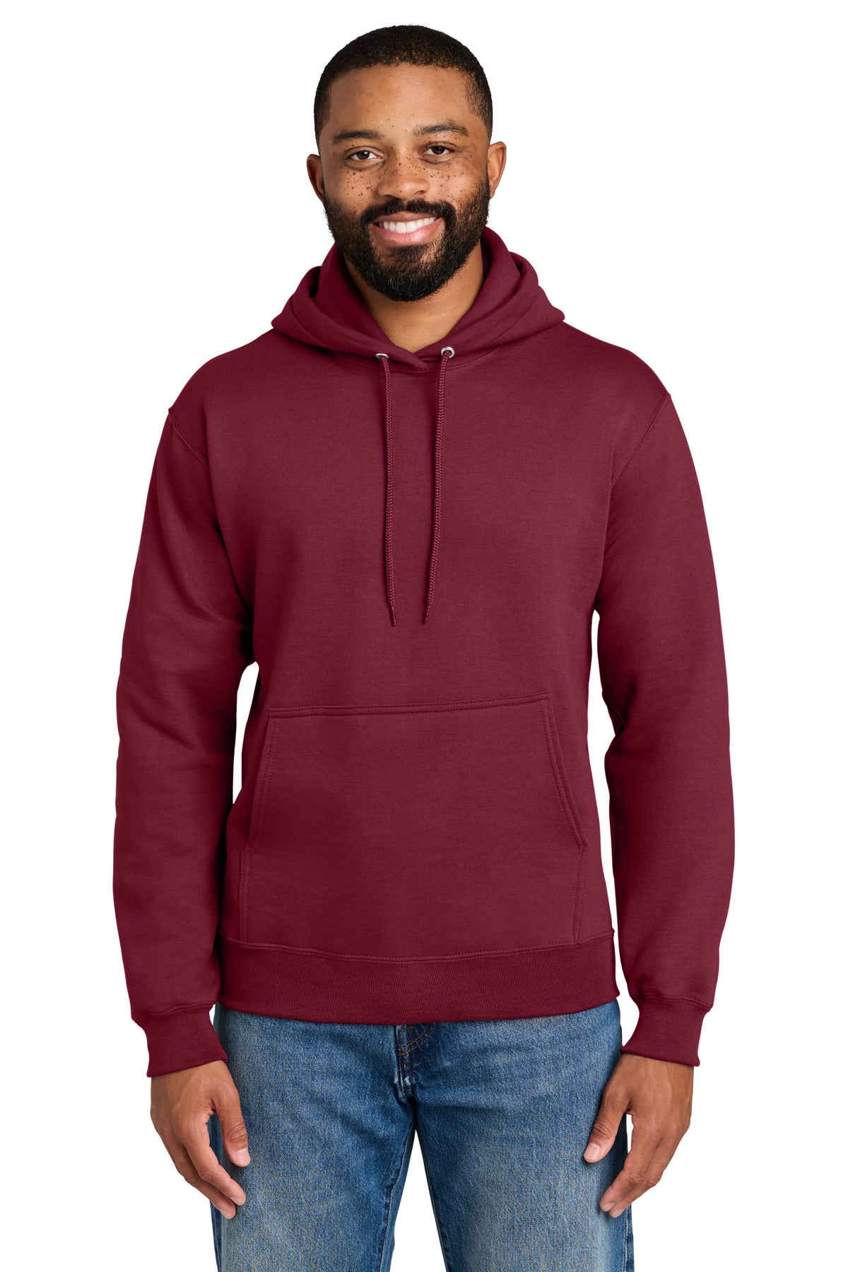 Custom logo Port & Co® Essential Fleece Pullover Hooded Sweatshirt.  PC90H in Cardinal