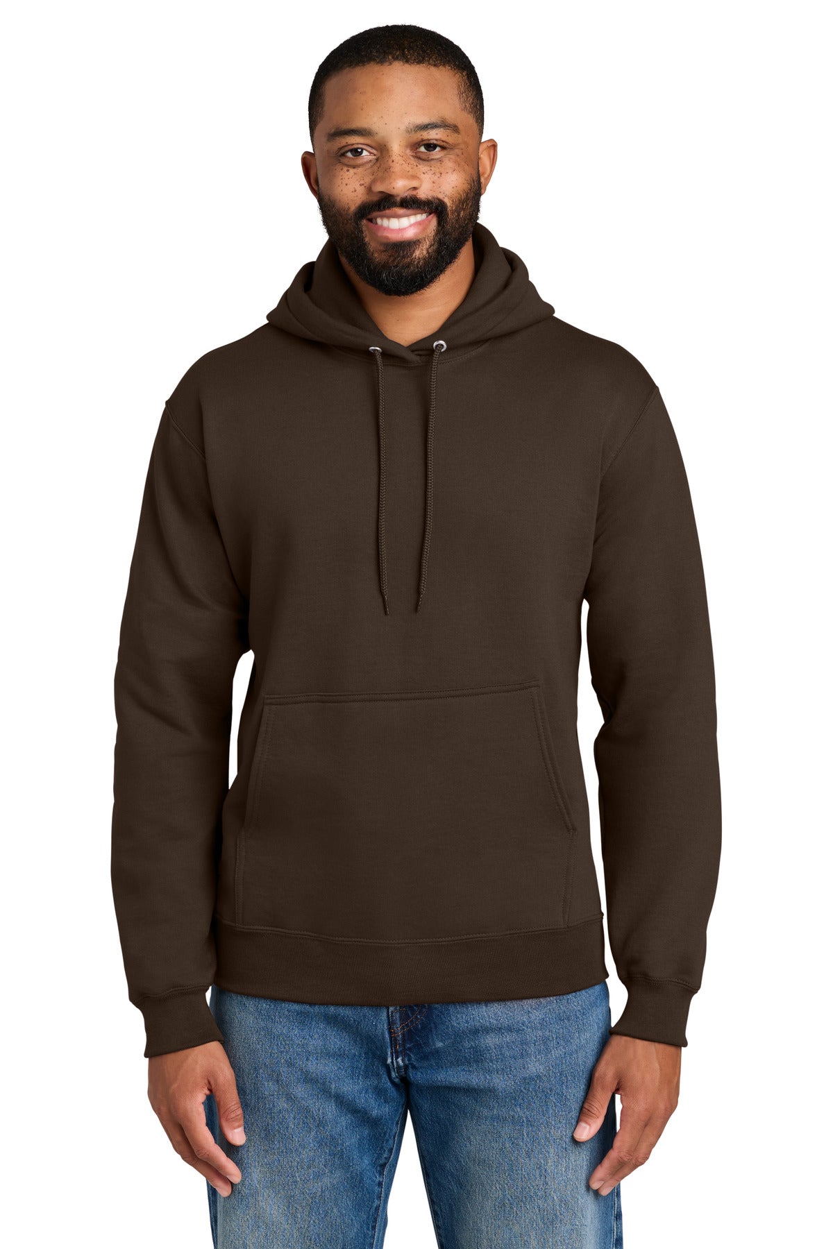 Custom logo Port & Co® Essential Fleece Pullover Hooded Sweatshirt.  PC90H in Dark Chocolate Brown