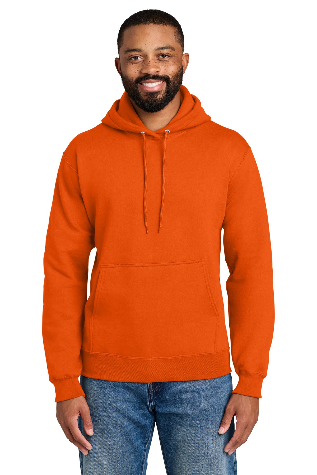 Custom logo Port & Co® Essential Fleece Pullover Hooded Sweatshirt.  PC90H in Orange