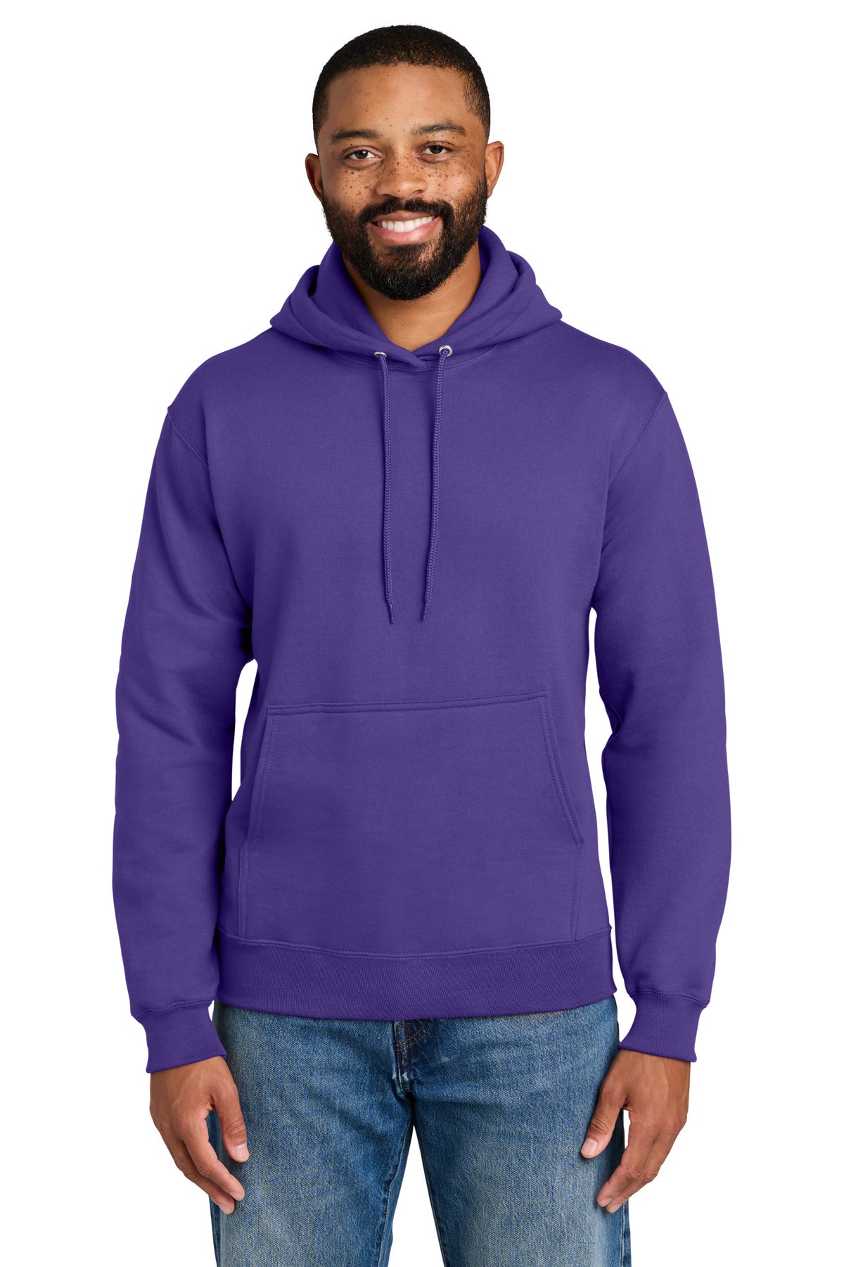 Custom logo Port & Co® Essential Fleece Pullover Hooded Sweatshirt.  PC90H in Purple