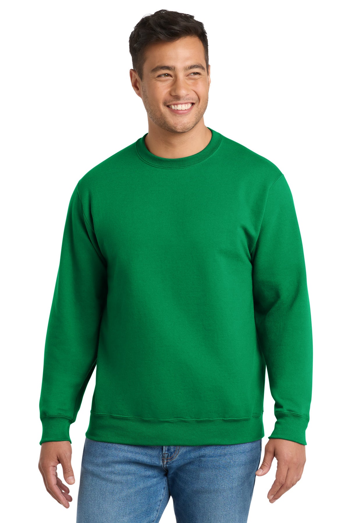 Custom logo Port & Co® Essential Fleece Crewneck Sweatshirt.  PC90 in Kelly