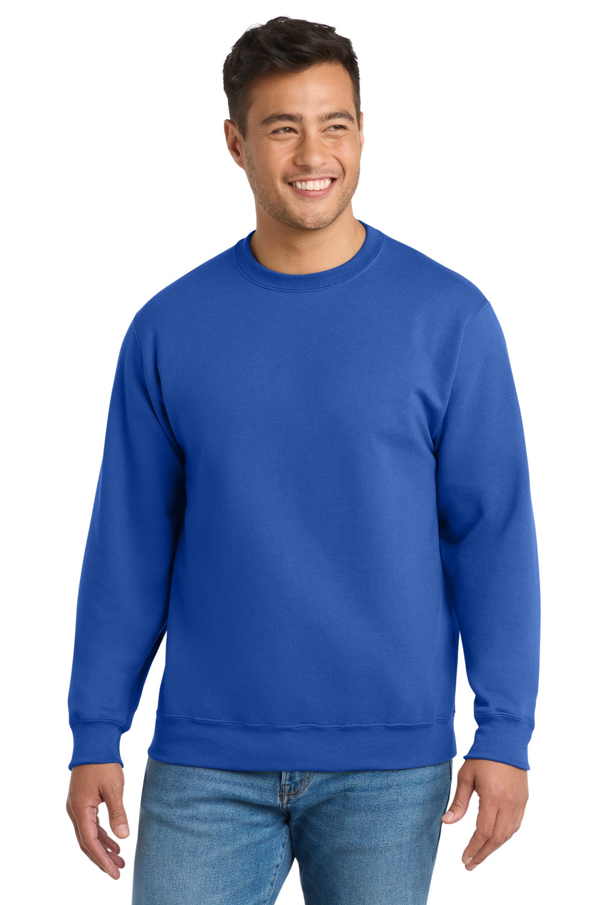 Custom logo Port & Co® Essential Fleece Crewneck Sweatshirt.  PC90 in Royal