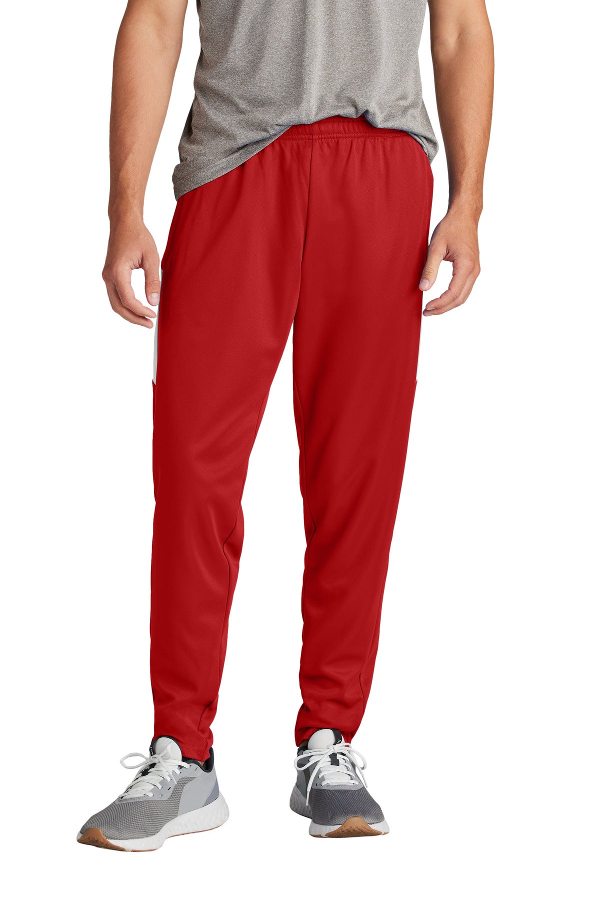Custom logo Sport-Tek® Travel Pant PST800 in Deep Red/ White