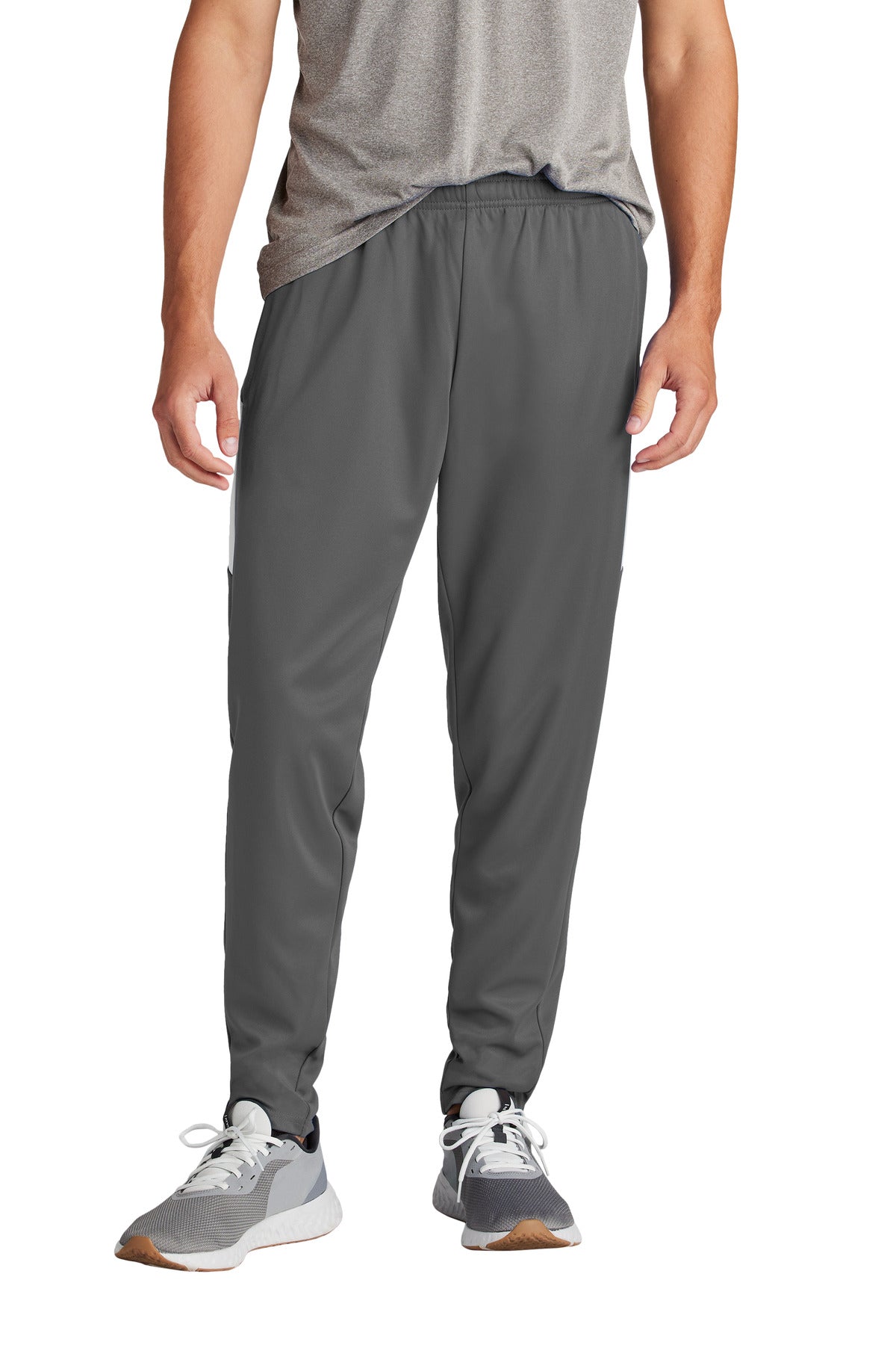 Custom logo Sport-Tek® Travel Pant PST800 in Iron Grey/ White
