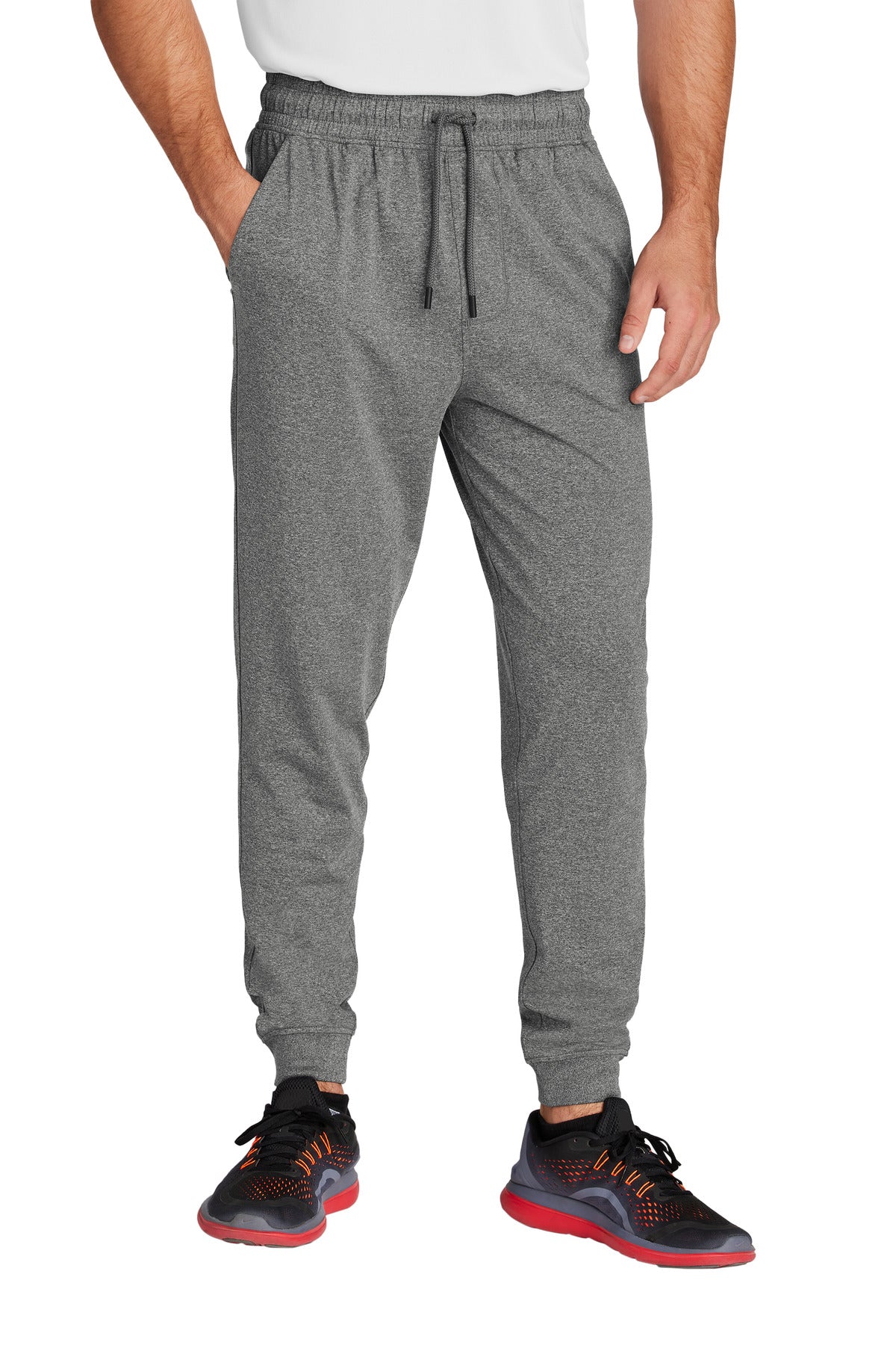 Custom logo Sport-Tek® Sport-Wick® Stretch Jogger PST858 in Charcoal Grey Heather
