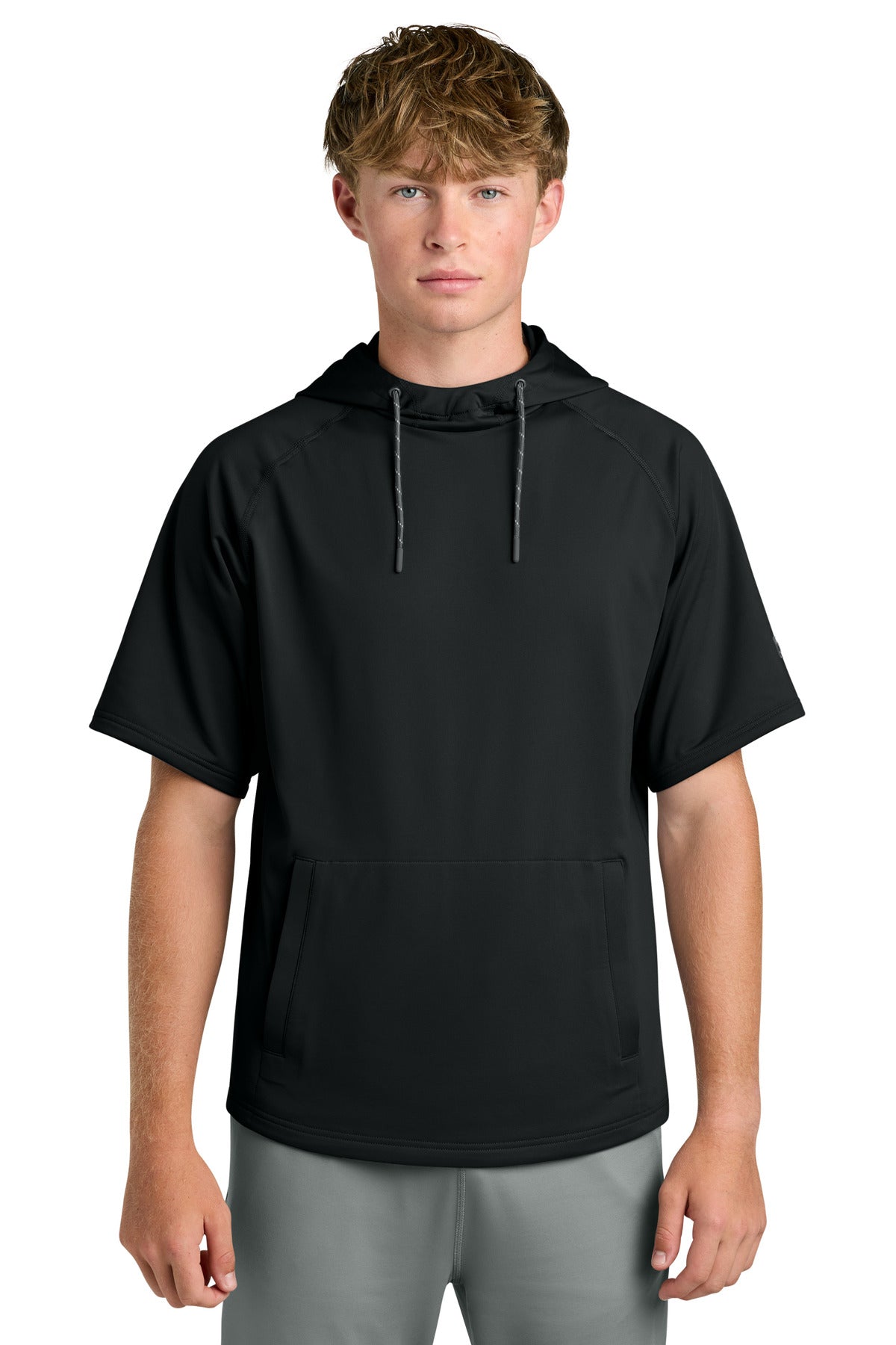 Custom logo Richardson Charge Performance Fleece Short Sleeve Hoodie RA7200SSH in Black